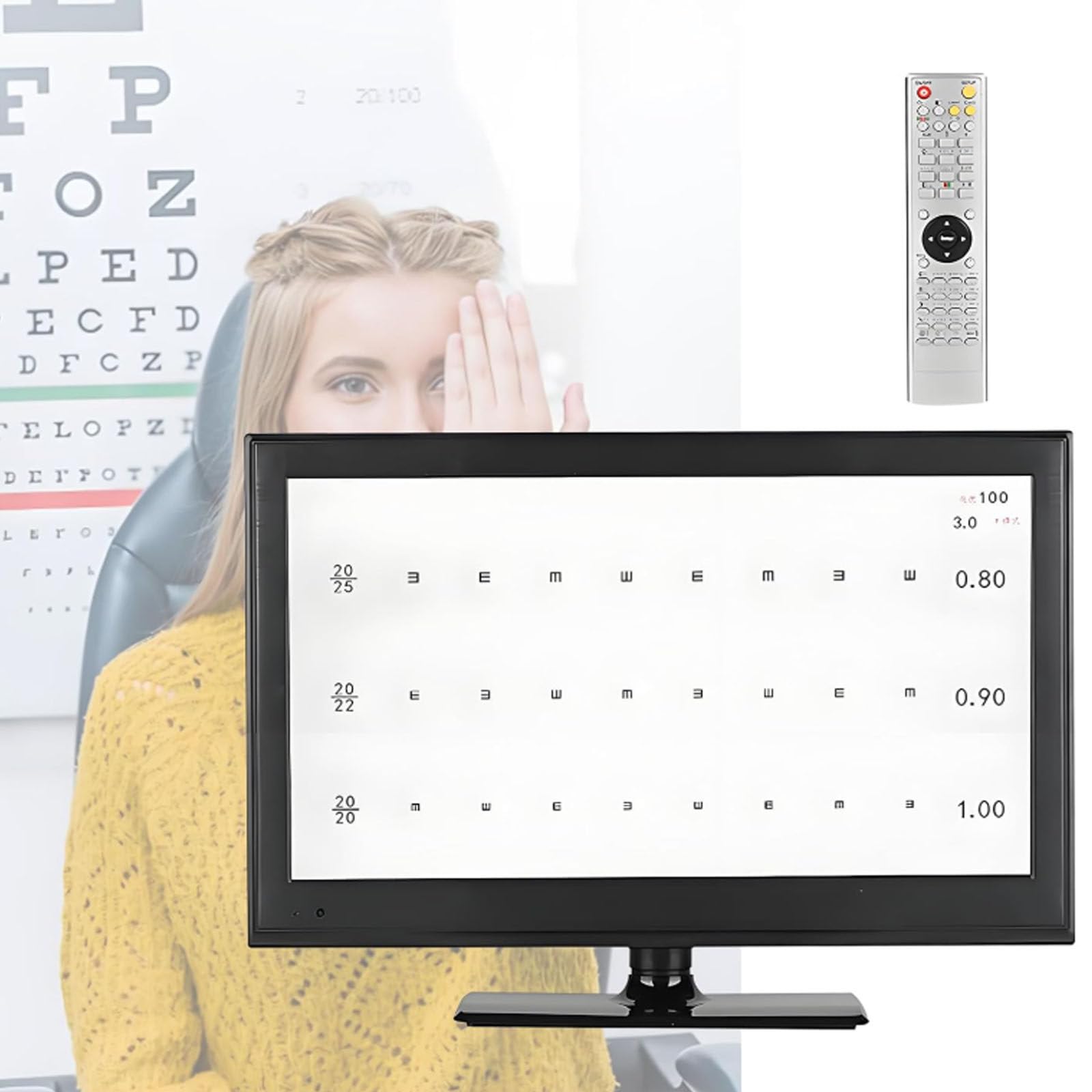 Tableau d'acuité visuelle numérique LCD écran 54,5 cm distance réglable