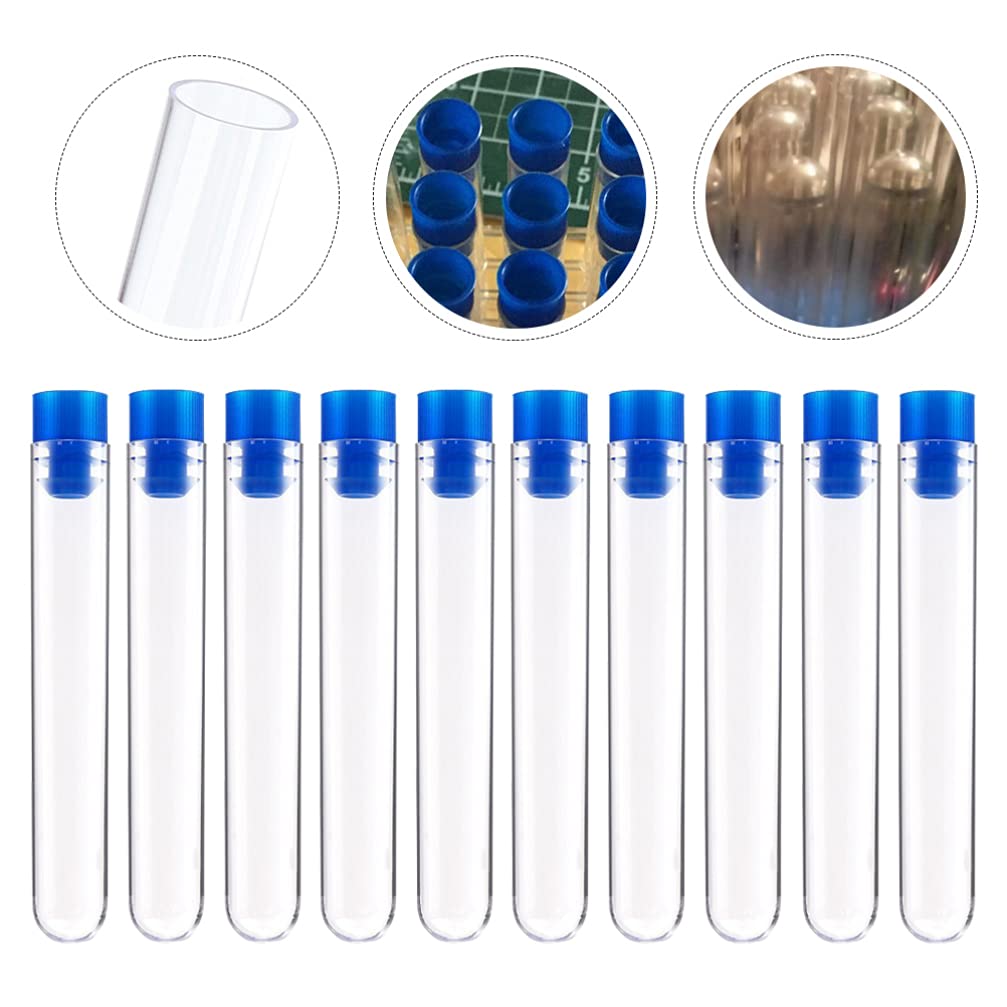 Tubo de ensayo con tapa,Tubos de ensayo transparen 50 tubos de ensayo transparentes con tapa, 16 x 100 mm, tubos de ensayo de plástico for experimentos de laboratorio de ciencias, contenedores de alma