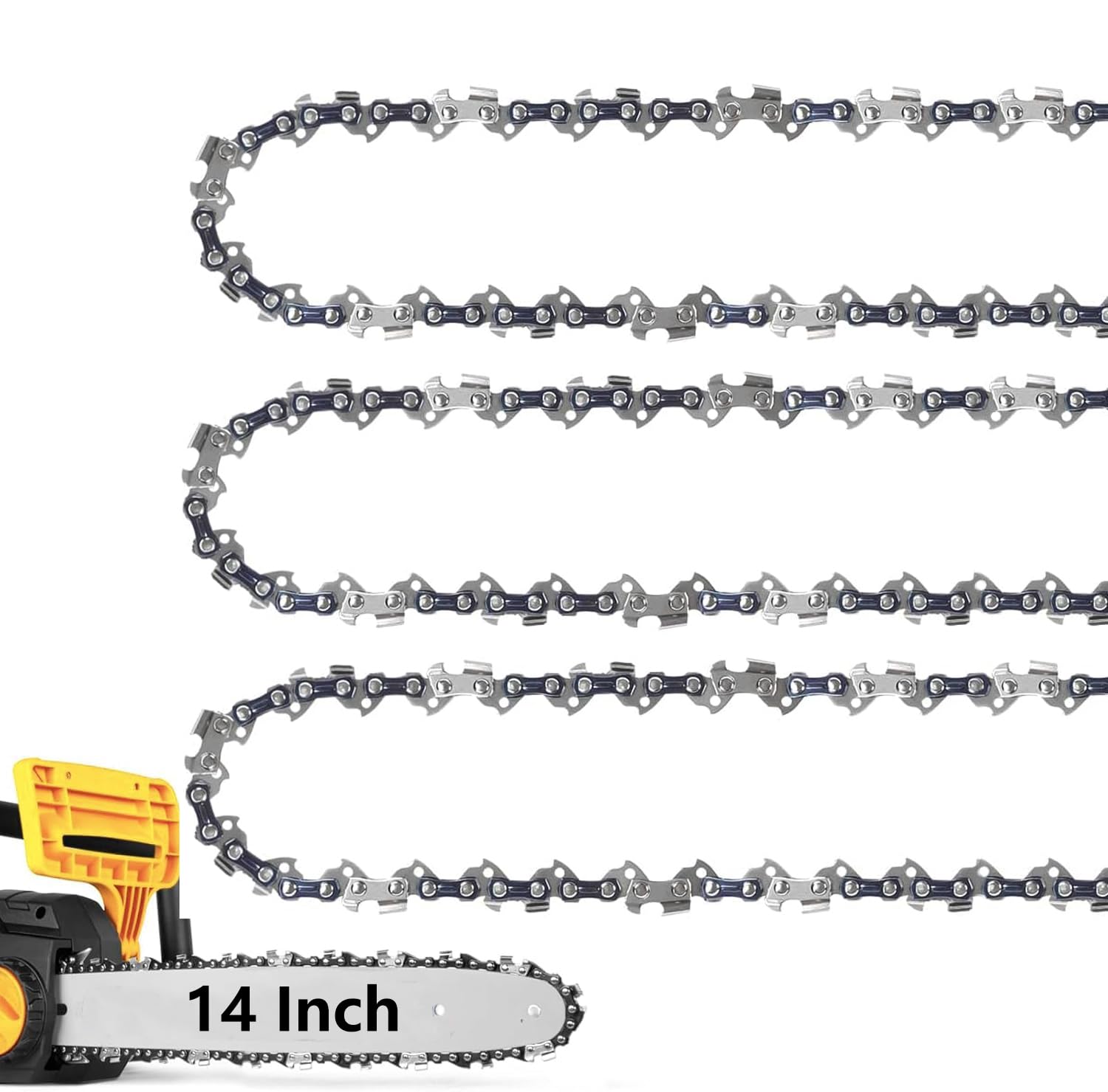 Chainsaw Chain 3/8" LP Pitch, .043" (1.1 mm) Gauge for 14 Inch Bar, 52 Drive Links – Low-Kickback Replacement Saw Chain, Fits Husqvarna, Echo, Ryobi and More