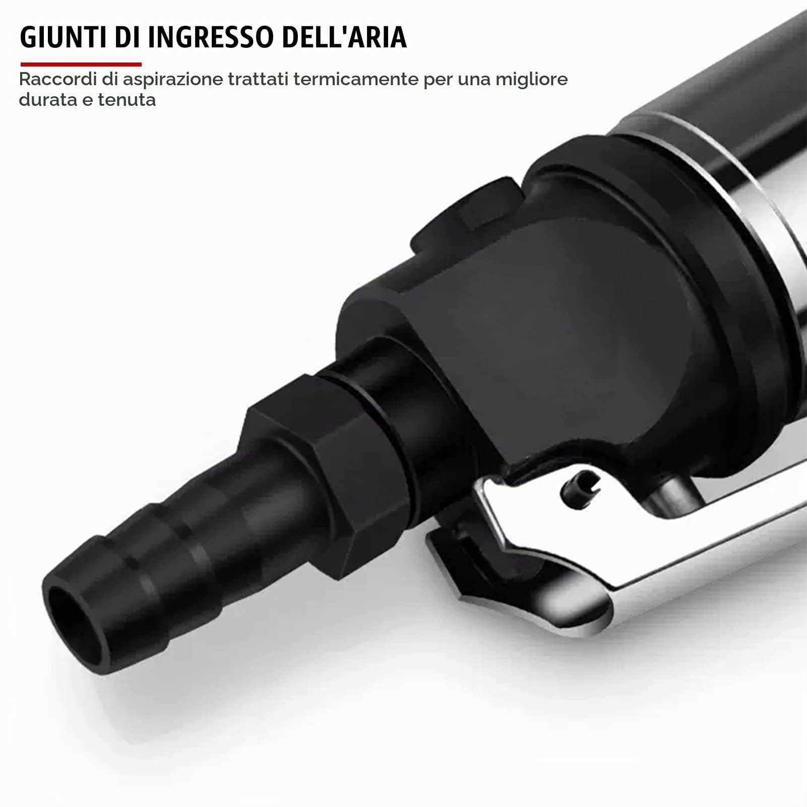 Martello ad aria con manico dritto in lega di alluminio EVTSCAN, con 2 set di scalpelli, 1,5 J / min, per riparazione automobilistica, lavorazione dei metalli, edilizia o lavorazione del legno, CZ2