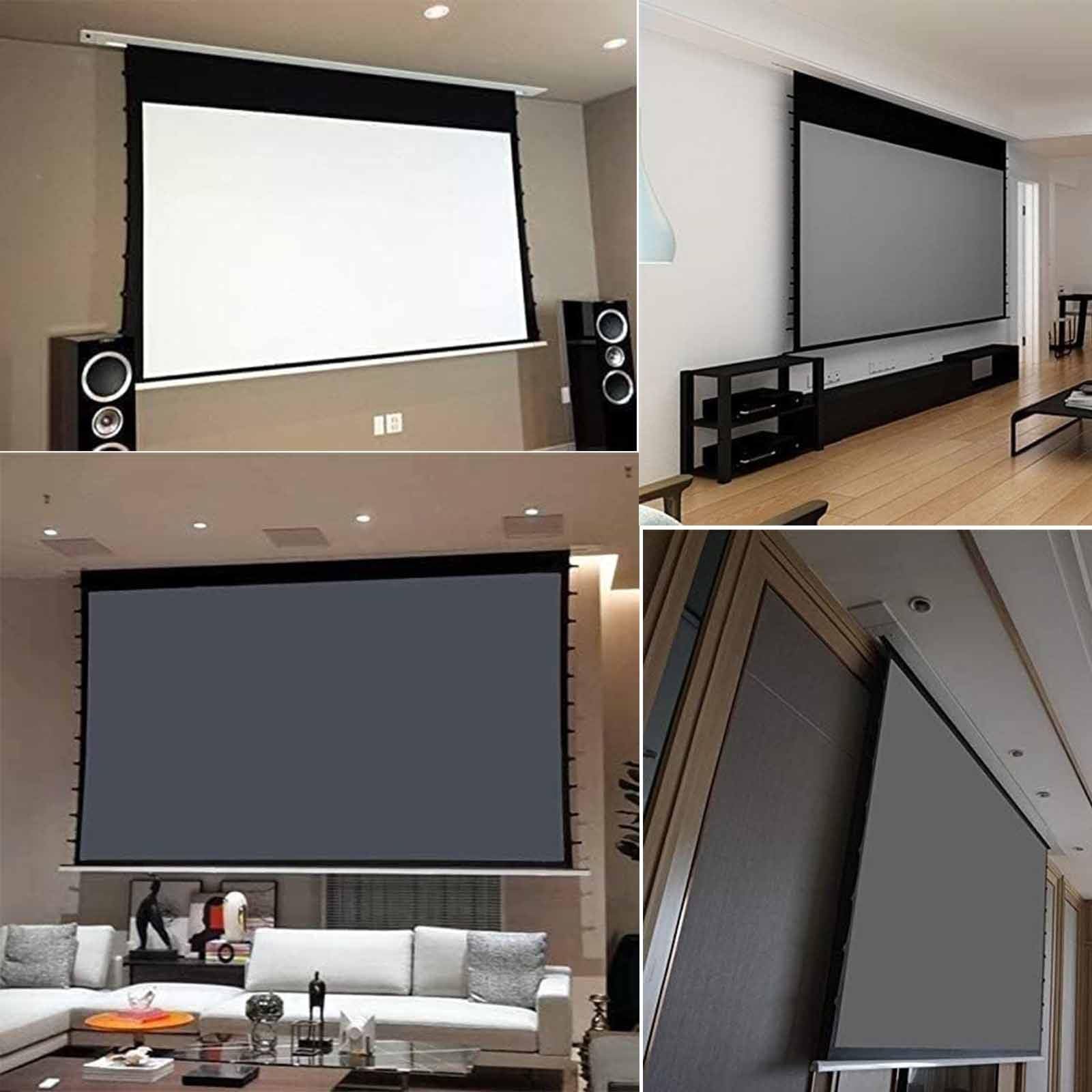 Pantalla De Proyección 3D Profesional De Voltaje Eléctrico para Techo, Tela Gris Plata, Ideal para Cine En Casa Y Presentaciones.,100inch