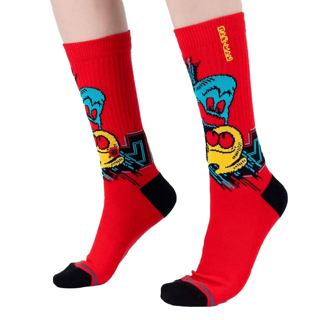 Stance Waka Waka Waka Crew Socks Pac Man Retro Game Red Patterned Calf Medium