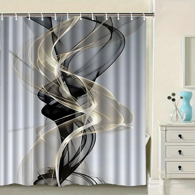 Rideau de salle de bain en polyester imperméable avec crochets 140x210