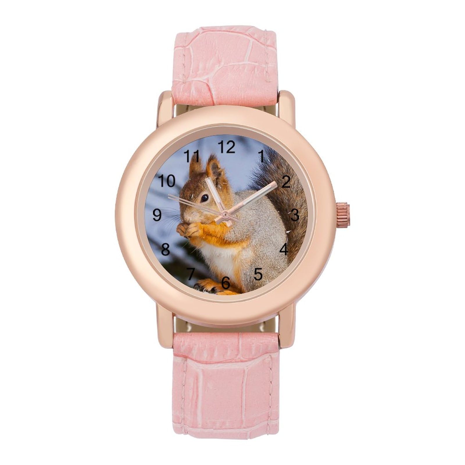 SONGTINGAnimal Squirrel Pattern Women's Elegant Watch Leather Band Wristwatch Analogue Quartz Watches