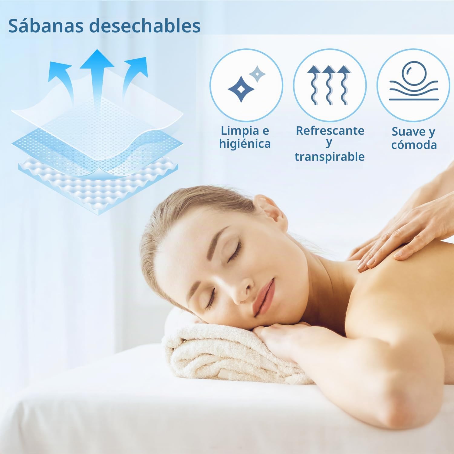 QWORK® 90 PCS Sábanas Desechables para Mesa de Masaje, Tela No Tejida Transpirable, 80 * 180 cm, Ideal para Salones, Spas, Tiendas de Tatuajes