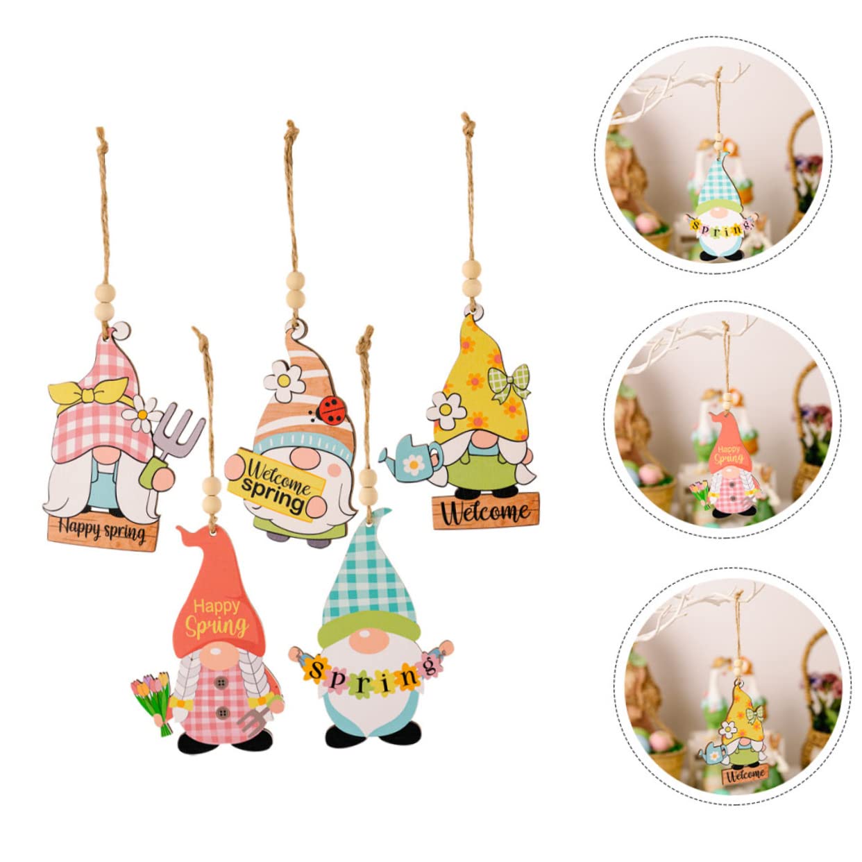 Ciieeo 4 Sätze Gesichtsloser Puppenanhänger Ostern Anhänger Geschenkidee Ostern Willkommensschild Für Die Haustür Osterbaum Osterszene Holzdekoration Holzschild-Ornament 5 Stück * 4