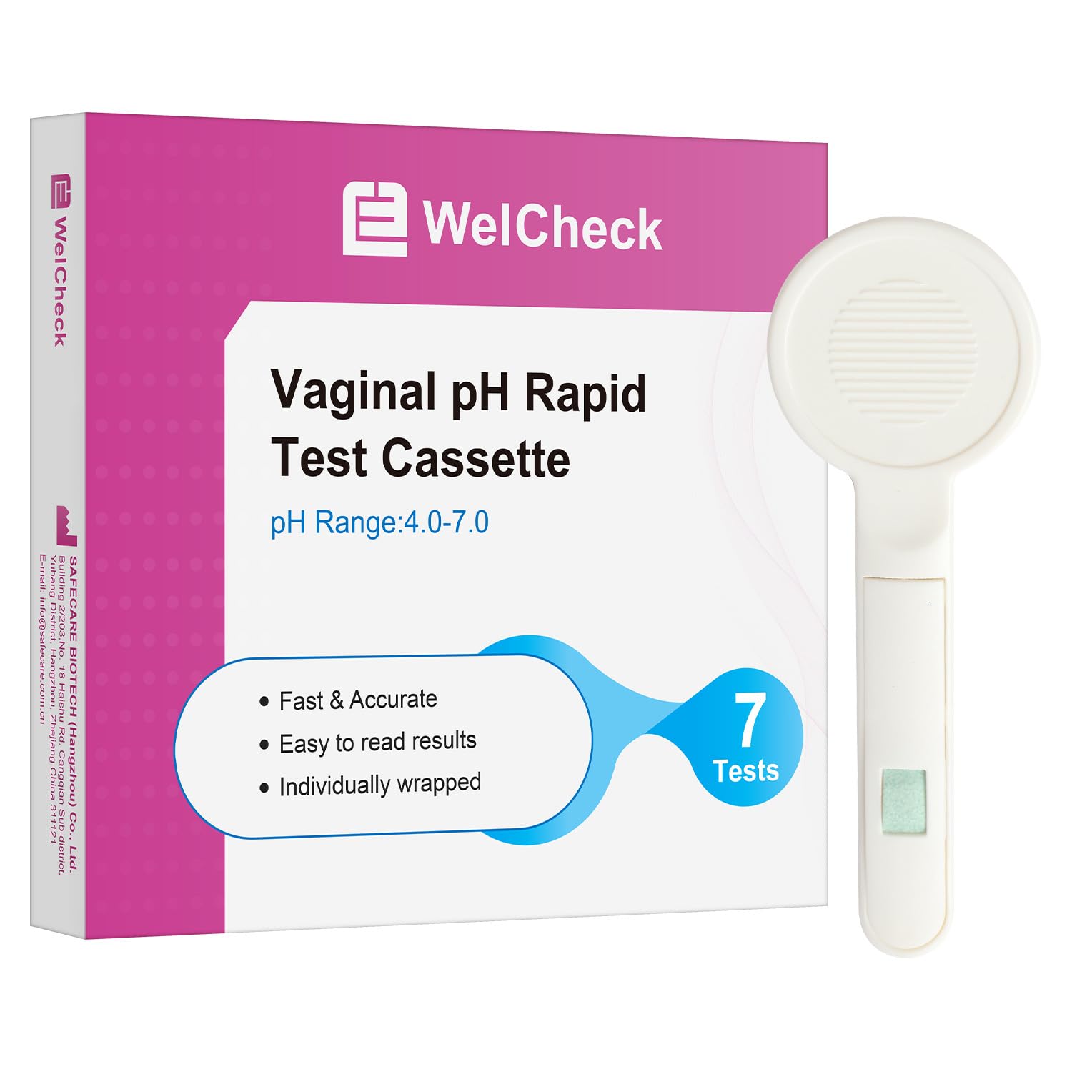 Welcheck Vaginal pH Test Strips, Vaginal Yeast Infection Test Strips, Feminine pH Test, BV Test Strips pH Balance for Women, 7 Individually Packaged