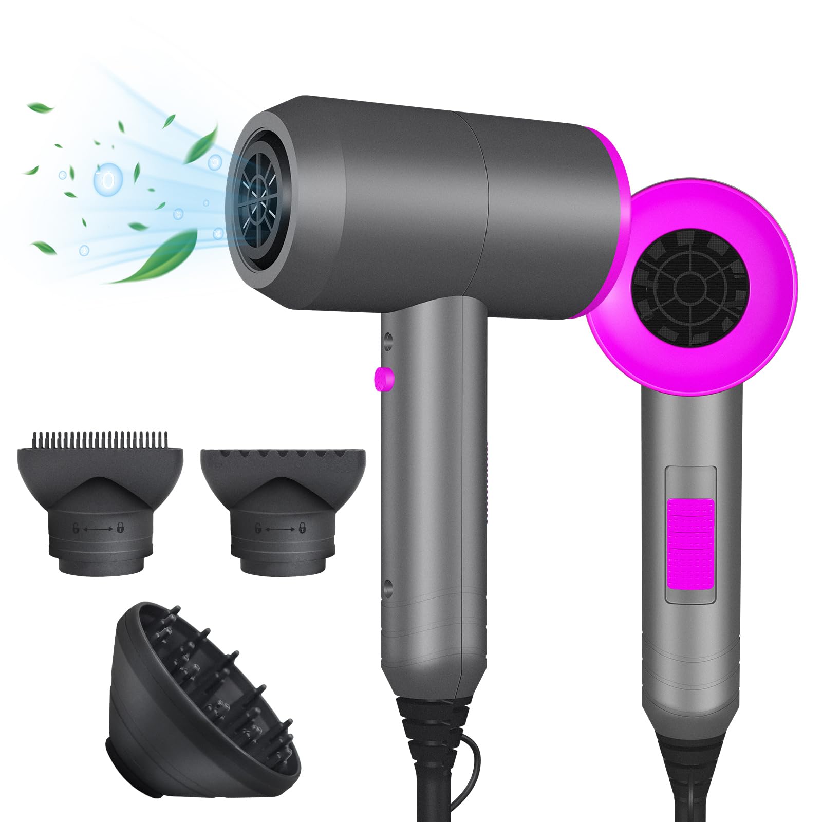 Jooayou Professional Hair Dryer 2000W Fast Dry Negative Ions Hair Blow Temperature Hairdryer with Diffuser Hairdryer with 2 Speeds, 3 Heating and Cool Button
