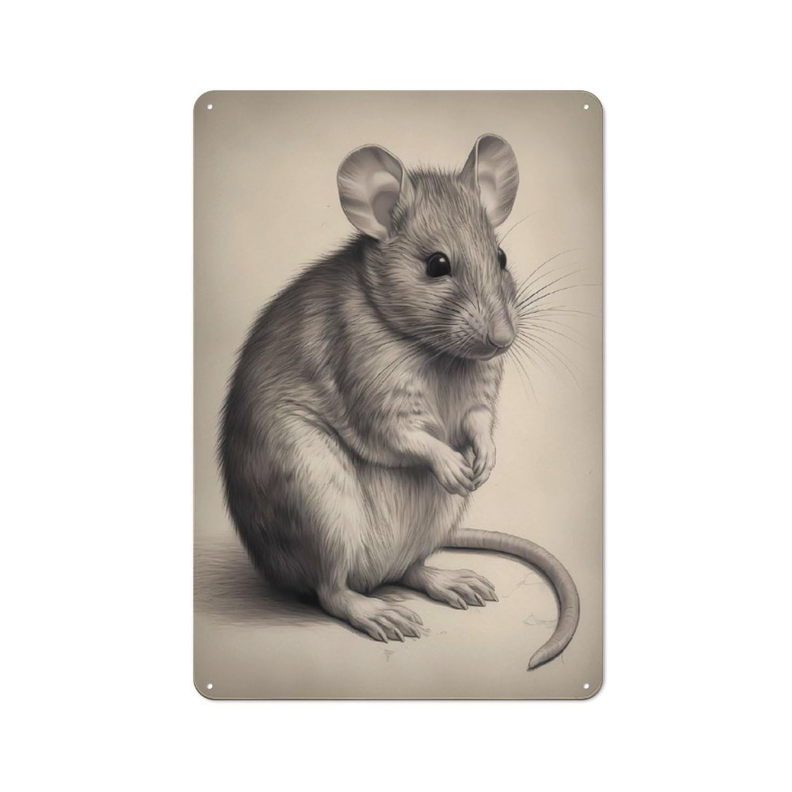 Junmoney Mouse Pencil Drawing Tin Sign 30X20cm For Workshop Wall, Retro Wall Decor, Suited To Metal Sign Collectors
