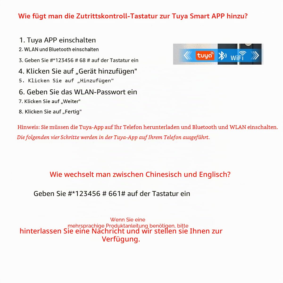 WiFi TUYA Fingerabdruck-Zugangskontroll-Controller für den Außenbereich, wasserdicht, RFID-Touch-Tastatur, Türschloss, kompatibel mit 125 kHz und 13,56 MHz, Dualband-Smart-App-Entsperrung