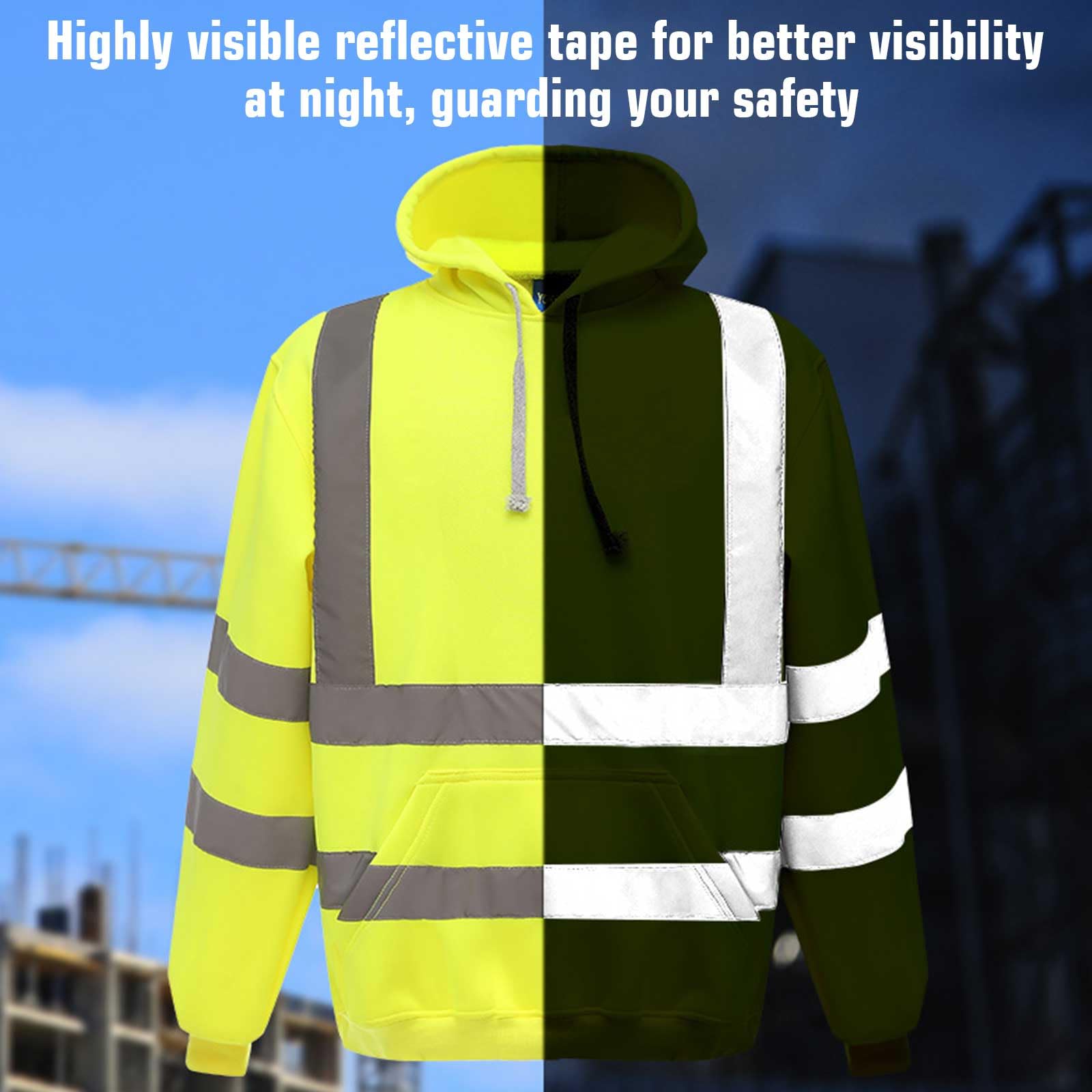 Spersonalizowana bluza z kapturem z nadrukiem Hi Vis High Vis dla mężczyzn odblaskowa bluza z kapturem o wysokiej widoczności sweter polar