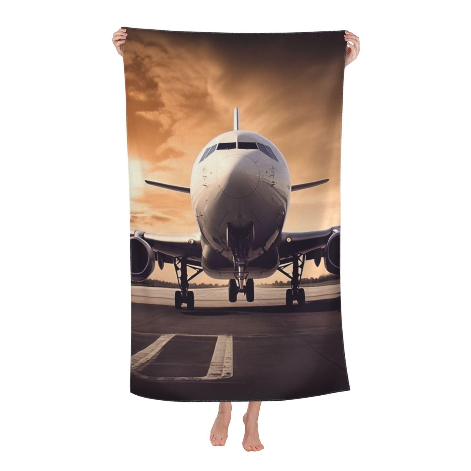 FodPand Airplane Beach Towel Oversized 52 x 32 in Sand Free Pool Swim Towels for Adult Travel Blanket Lightweight Quick Dry Absorbent Bath Towels Cruise Vacation Accessories