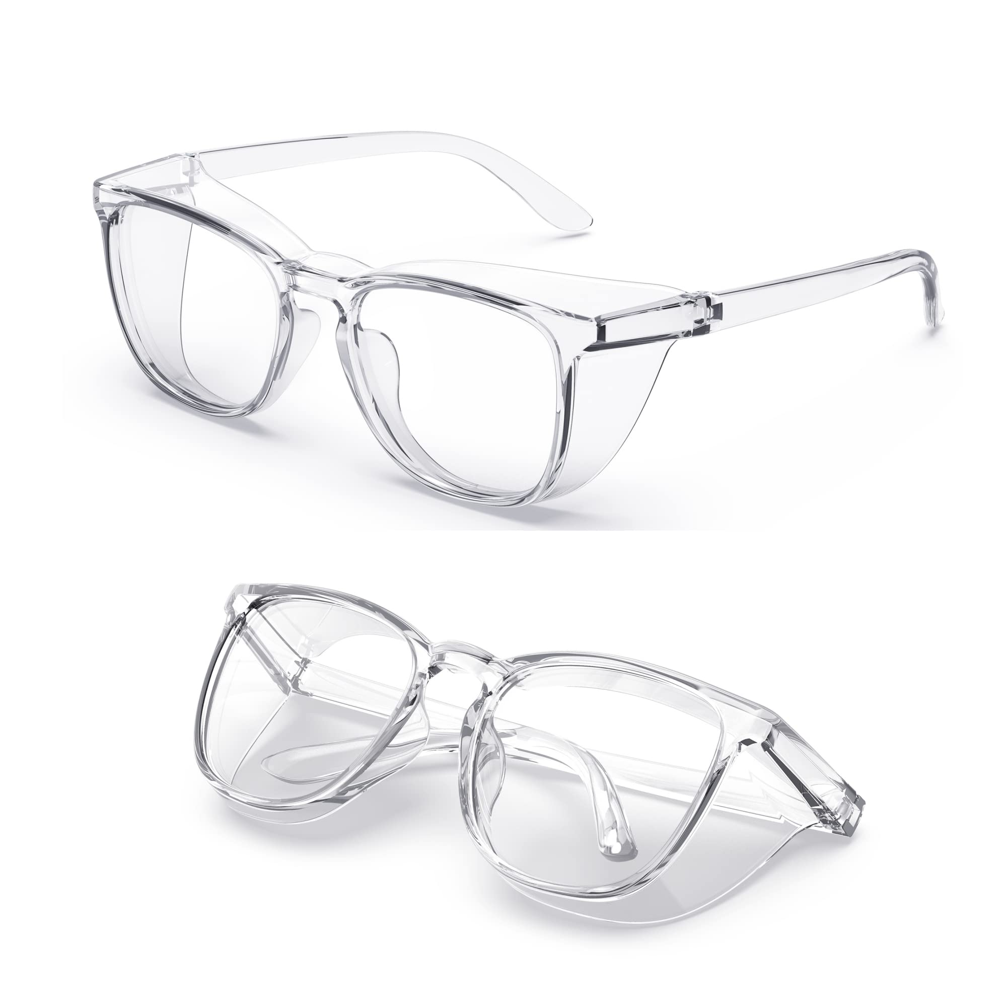 WOOLIKESafety Glasses Anti Fog Square Clear Safety Goggles Scratch Resistant with Blue Light Blocking Glasses for Women Men