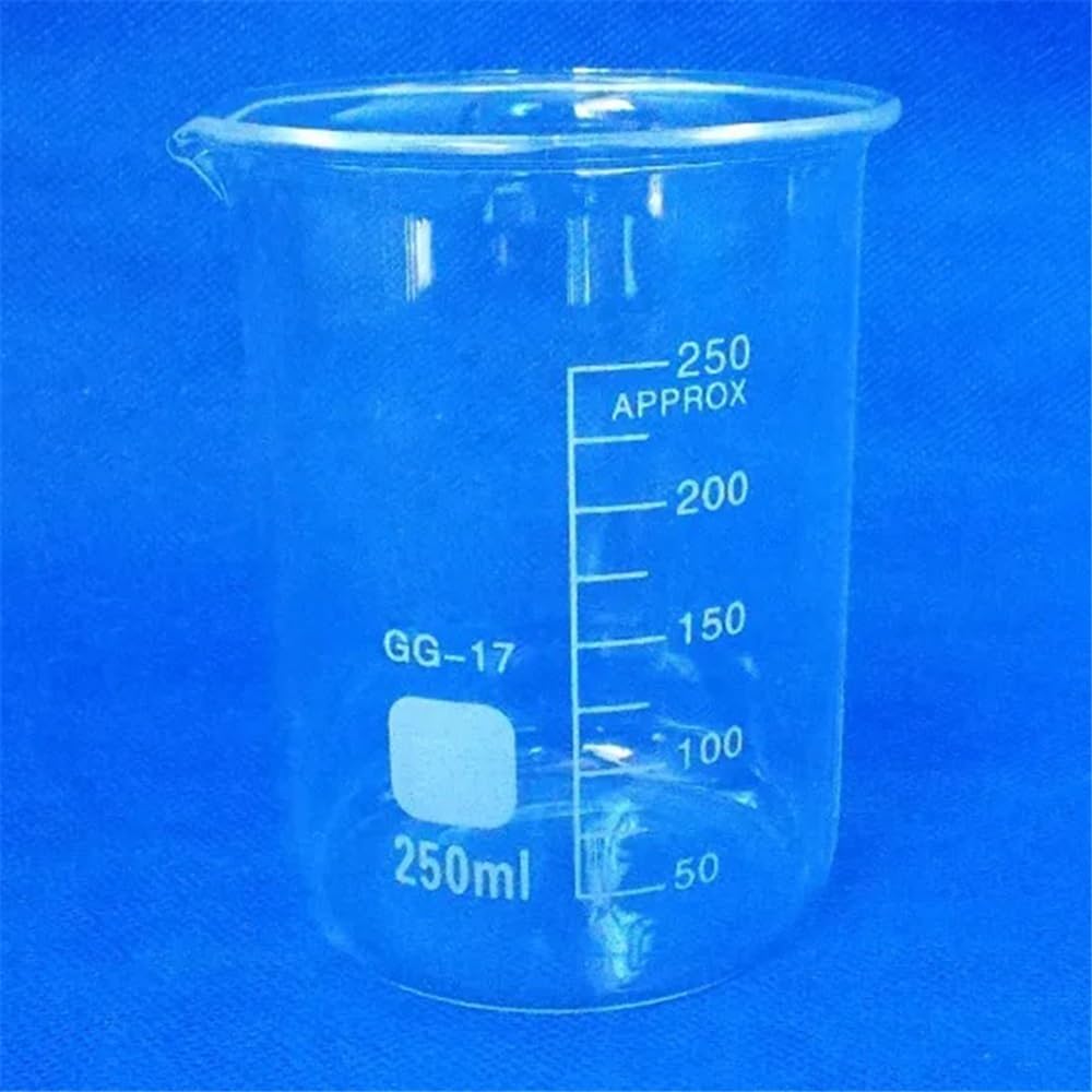 Vetreria da laboratorio Set da 5 pezzi da 50, 100, 250, 500, 1000 ml, becher in vetro borosilicato trasparente da laboratorio a forma bassa