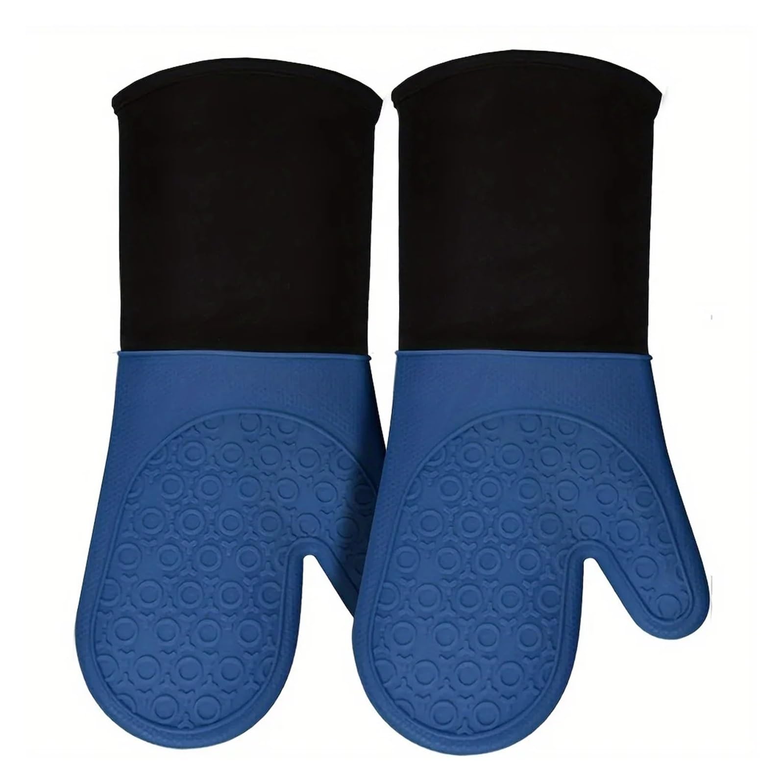 Genérico Guantes de Horno de Silicona, Largos, Antideslizantes, Resistentes | Guantes de microfibra y silicona con superficie texturizada para BBQ, horneado, cocina y horno(Black-34x18cm)