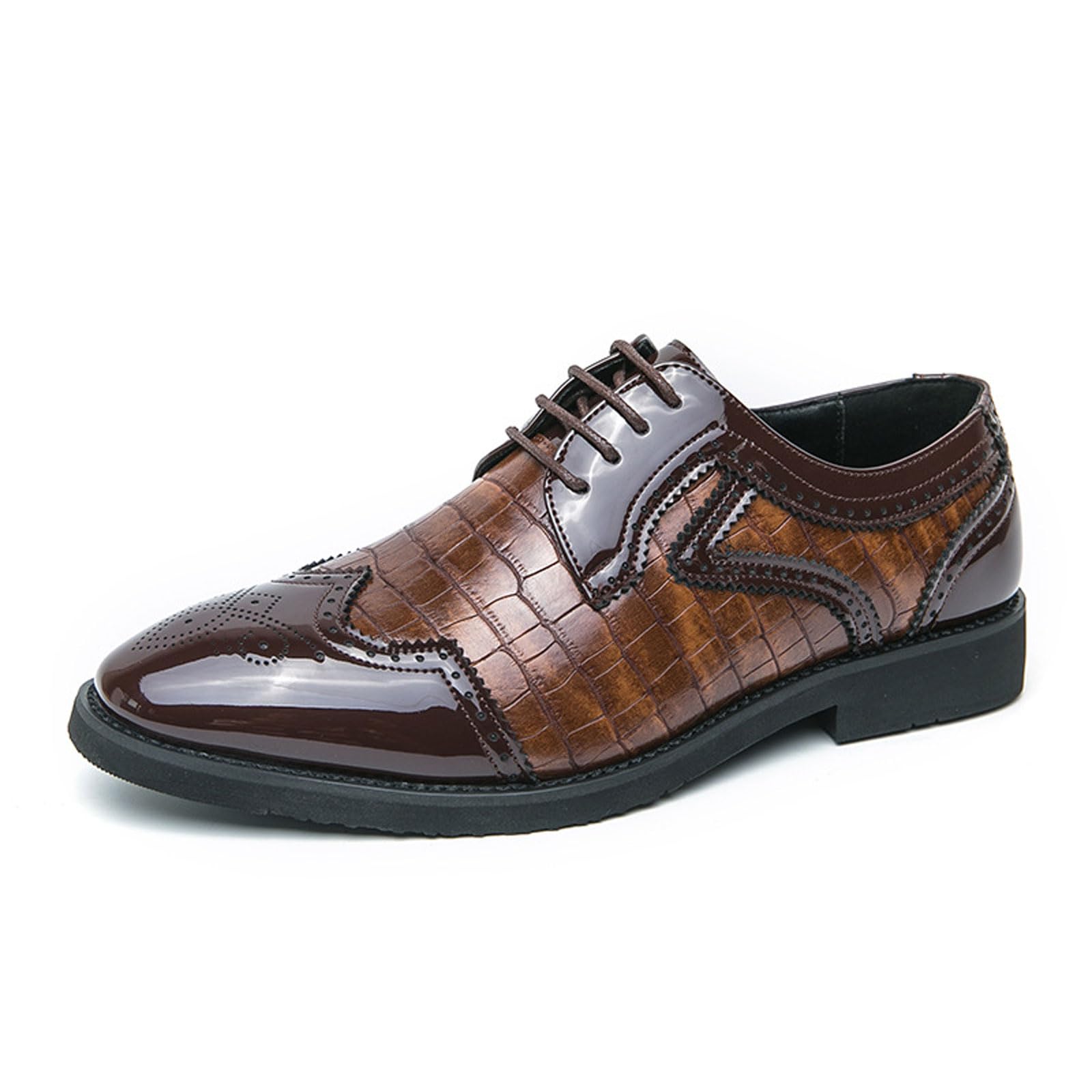 Oxford-Schuhe Herren Elegante Schnürer Zweifarbige Mit Brogue-Details Für Business & Festanlässe