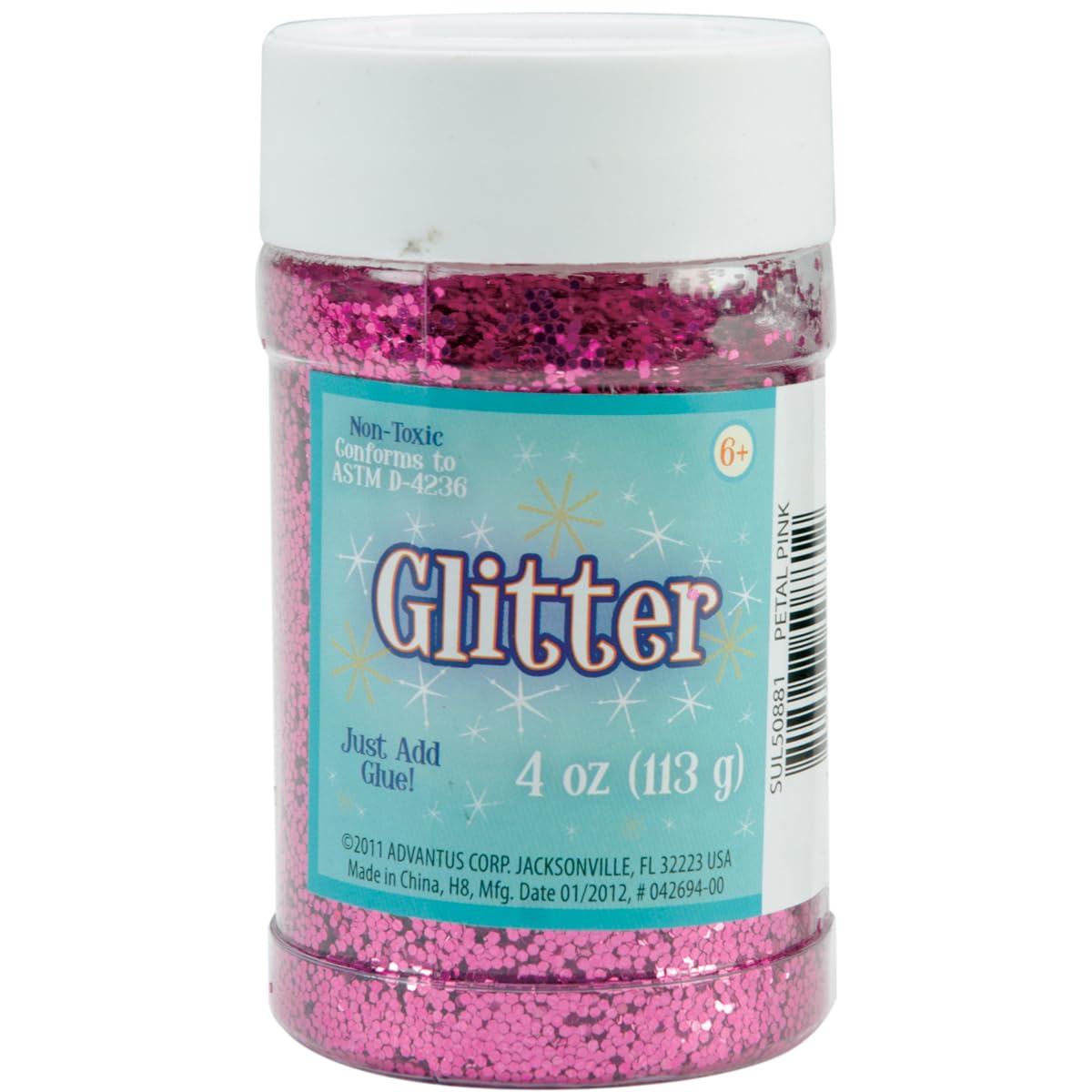 Sulyn Petal Pink Glitter Jar, 4 Ounces, Non-Toxic, Reusable Jar with Easy to Use Shaker Top, Multiple Slot Openings for Easy Dispensing and Mess Reduction, Hot Pink Glitter, SUL50881