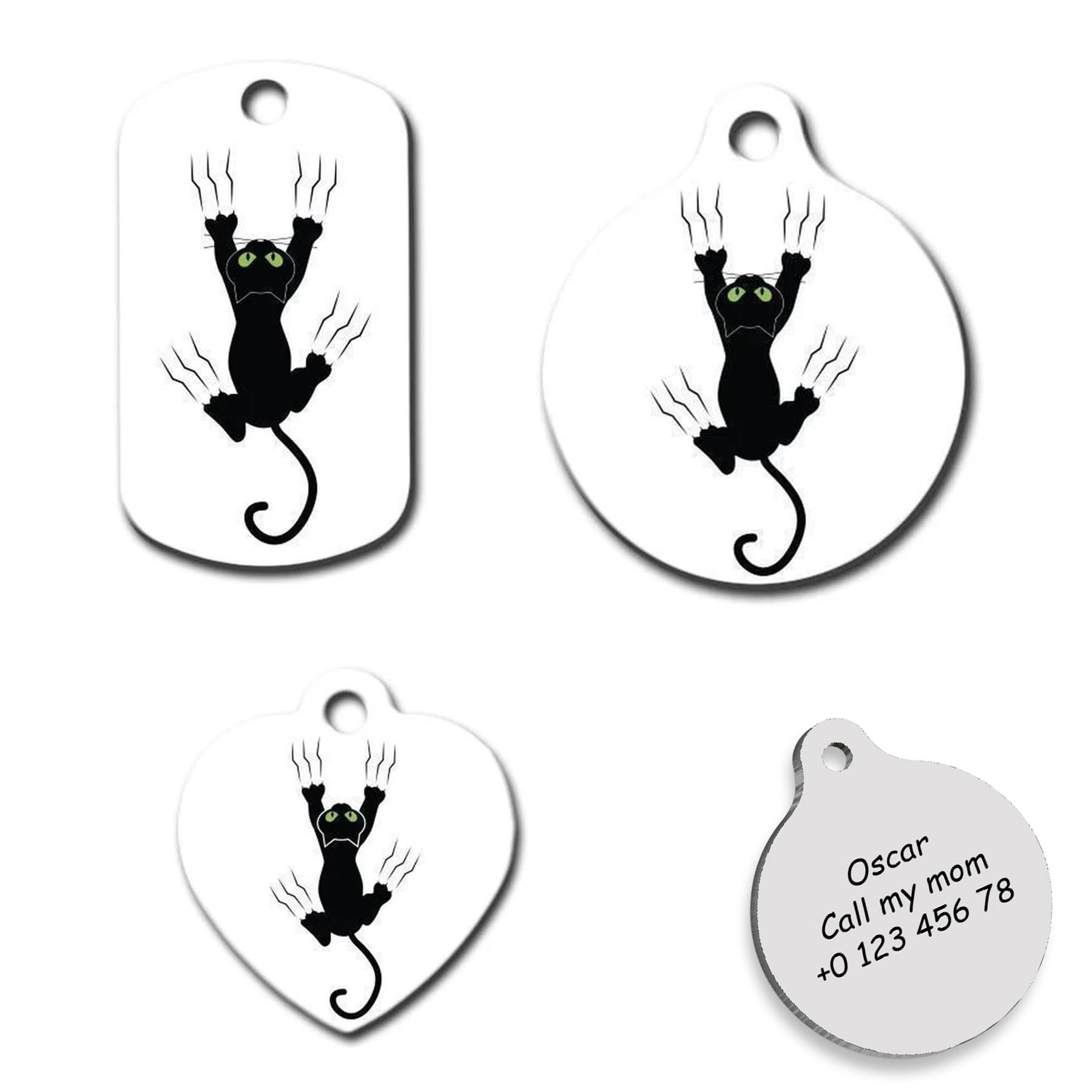 Crazy Cat Personalized Dog Tag - Custom Name Tag - ID Tag for Dog & Cat - Customized Pet Tags - Dog & Cat Name id Tag - Dog Name Tag - Engraved Dog Tag (Heart)