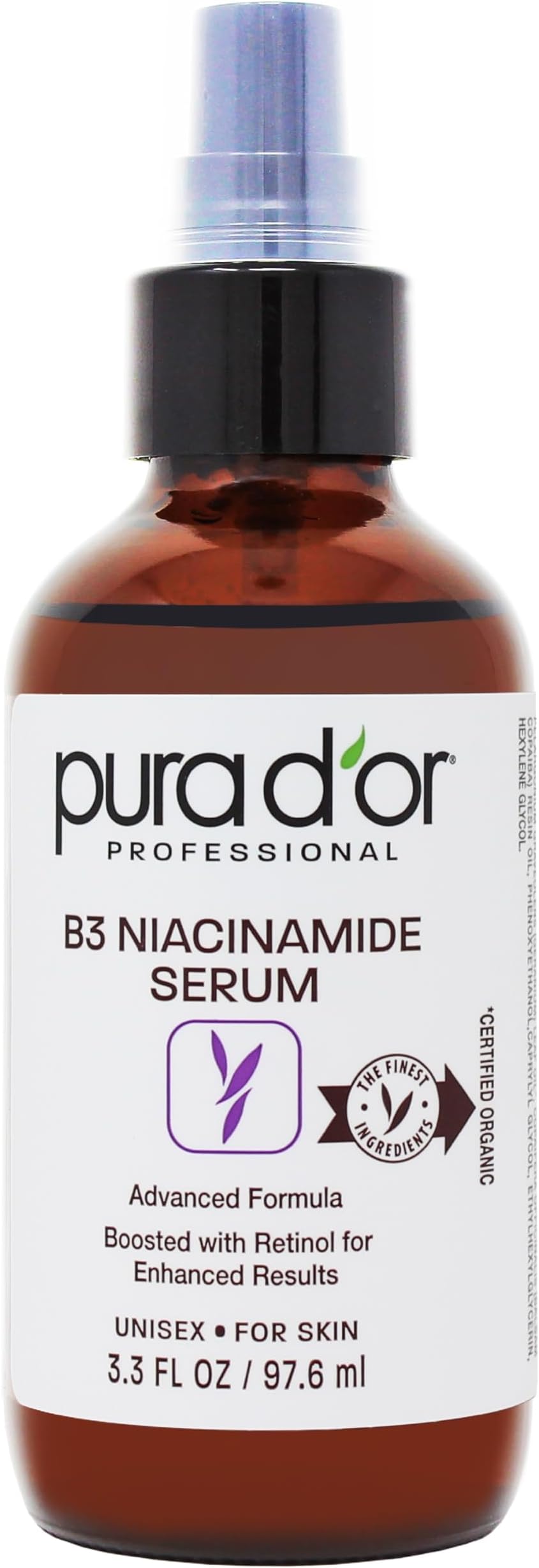 3.3 Oz B3 Niacinamide Advanced Facial Serum - Skin Care Formula with Retinol For Wrinkles, Hydration & Radiant Complexion - All Skin Types, Hypoallergenic - Women & Men