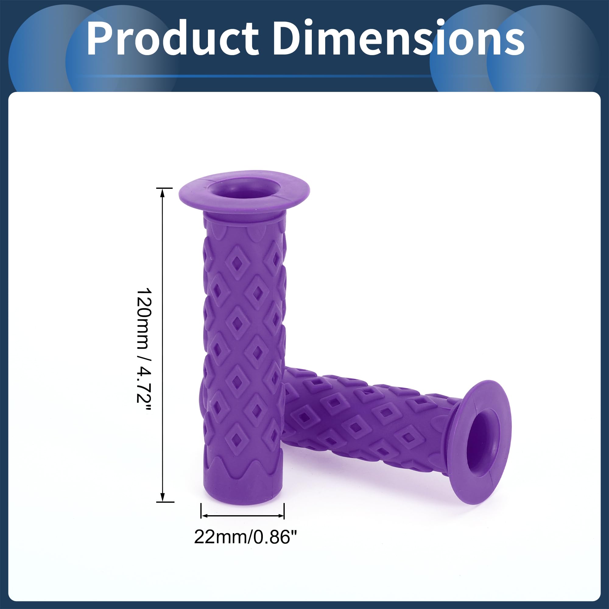 INFINAUTO Bike Handlebar Grips Covers, 120mm Bicycle End Grips Protector Rubber Purple, Lightweight 1 Pair - Image 3