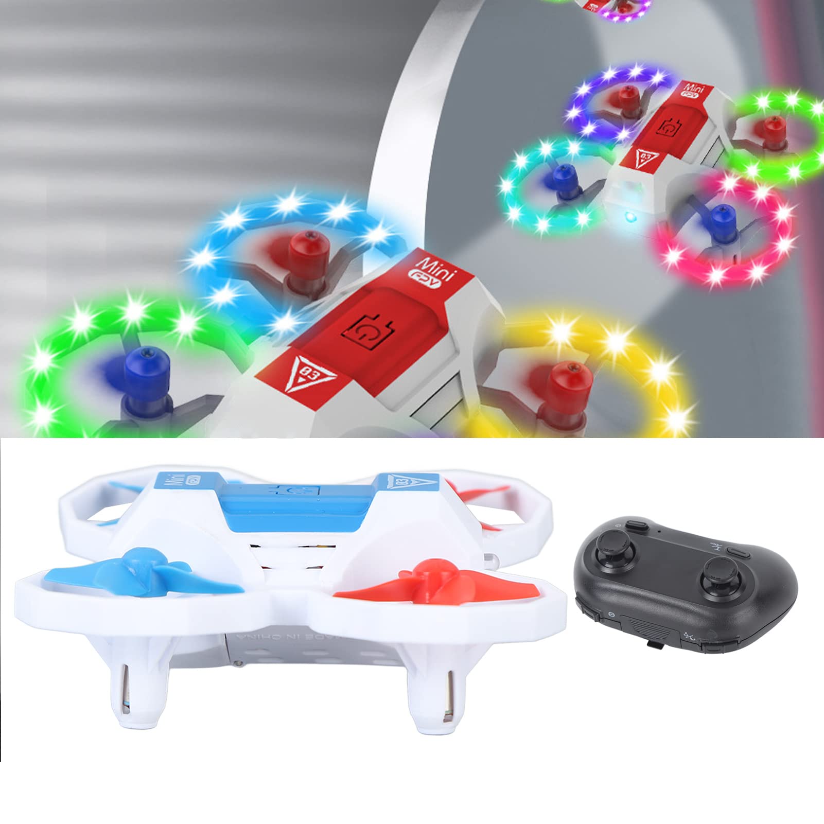 Mini Drone para Niños, Luz LED Controlado por Voz 4 Canales de Control Remoto RC Mini Drone Hélice de Protección RC Quadcopters con 3D Flips para Niños y Niñas, Principiantes (3 batería)