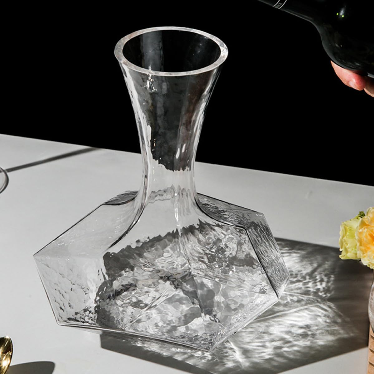 UKCOCO Decanter per Vino Creativo in Vetro Trasparente Grande Geometrico, Contenitore Portatile per Brandy e Vino, Design Semplice ed Elegante per Ristoranti, Bar e Uso Domestico