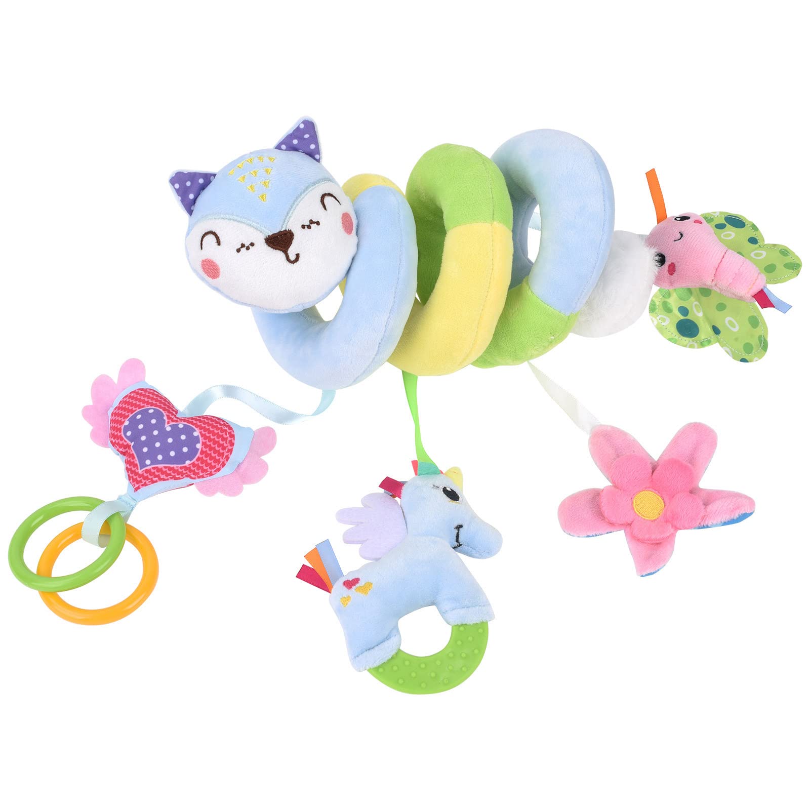 HUACA Jouets Suspendus Siège Auto, Berceau, Bébé, Berceau, Poussette, Siège Auto, Peluche Ours Bleu En Spirale