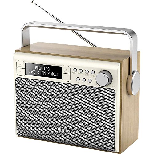 Philips AE5020 tragbares Radio (mit DAB+, Digital UKW, Akku oder Netzbetrieb, Programmspeicher) braun/silber