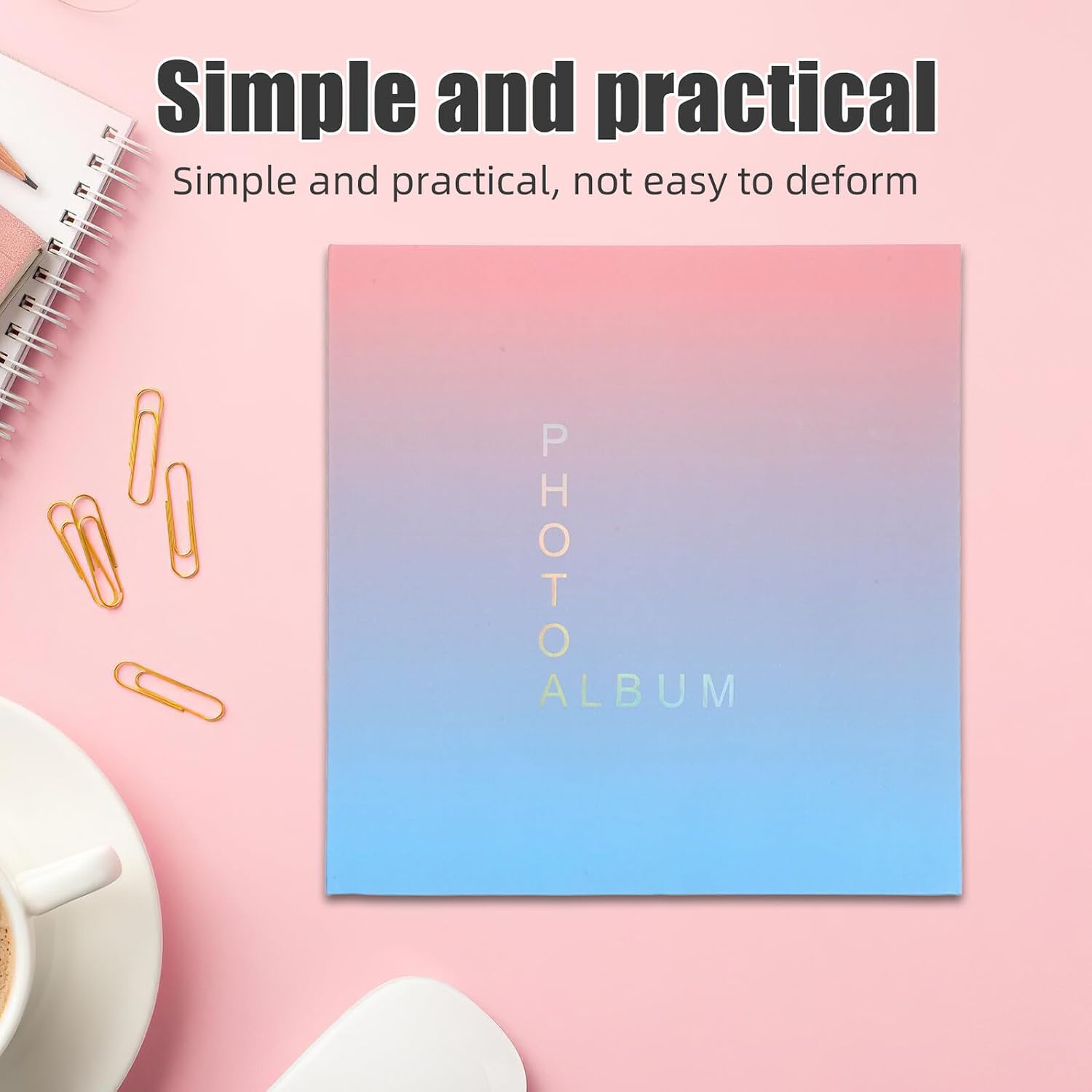 Cabilock Pressed Flower Photo Album 3 Ring Binder Scrapbook with Self Adhesive Sticky Pages Gradient Color for Dried Flower Collection Craft Storage and Memory Keeping