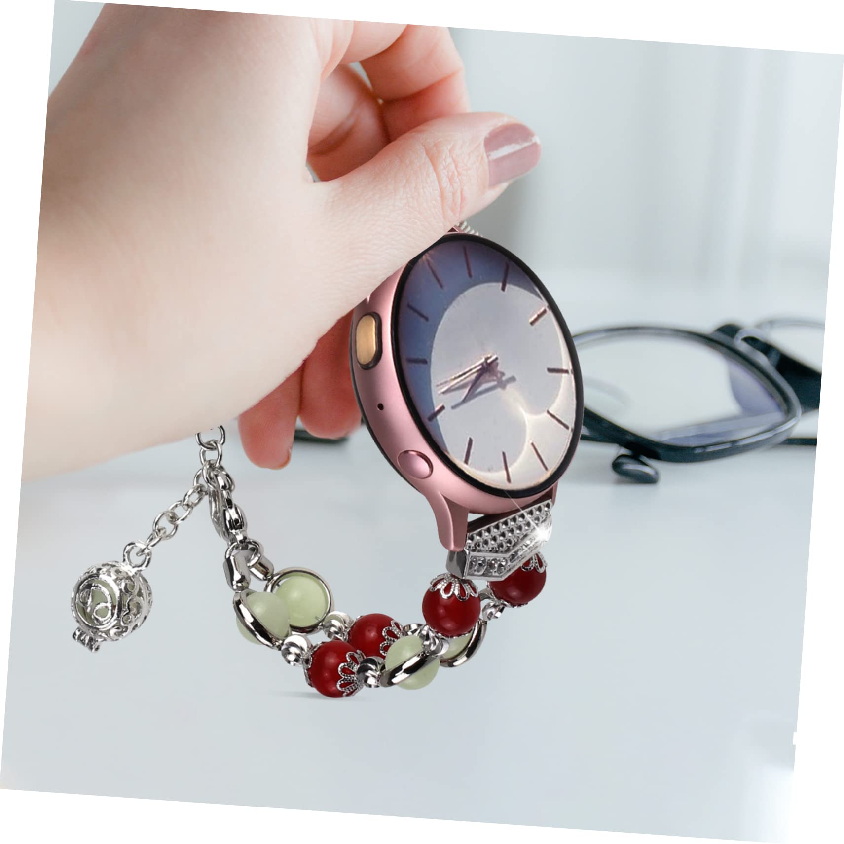 Uonlytech 2pièces Montre Connectée Bracelet Agate Élégant Compatible Watch Active Design Unique Et Confortable Style Chic Pour Accessoires De Montre