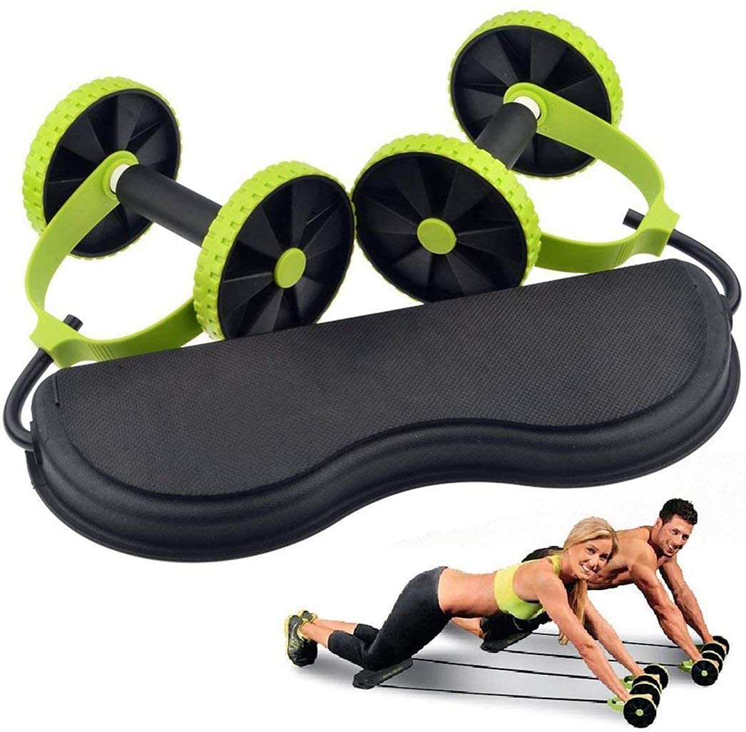 Foldable Xtreme Rally Multifunction Pull Rope Wheeled Health Abdominal Muscle Training Home Fitness Equipment - Green Color