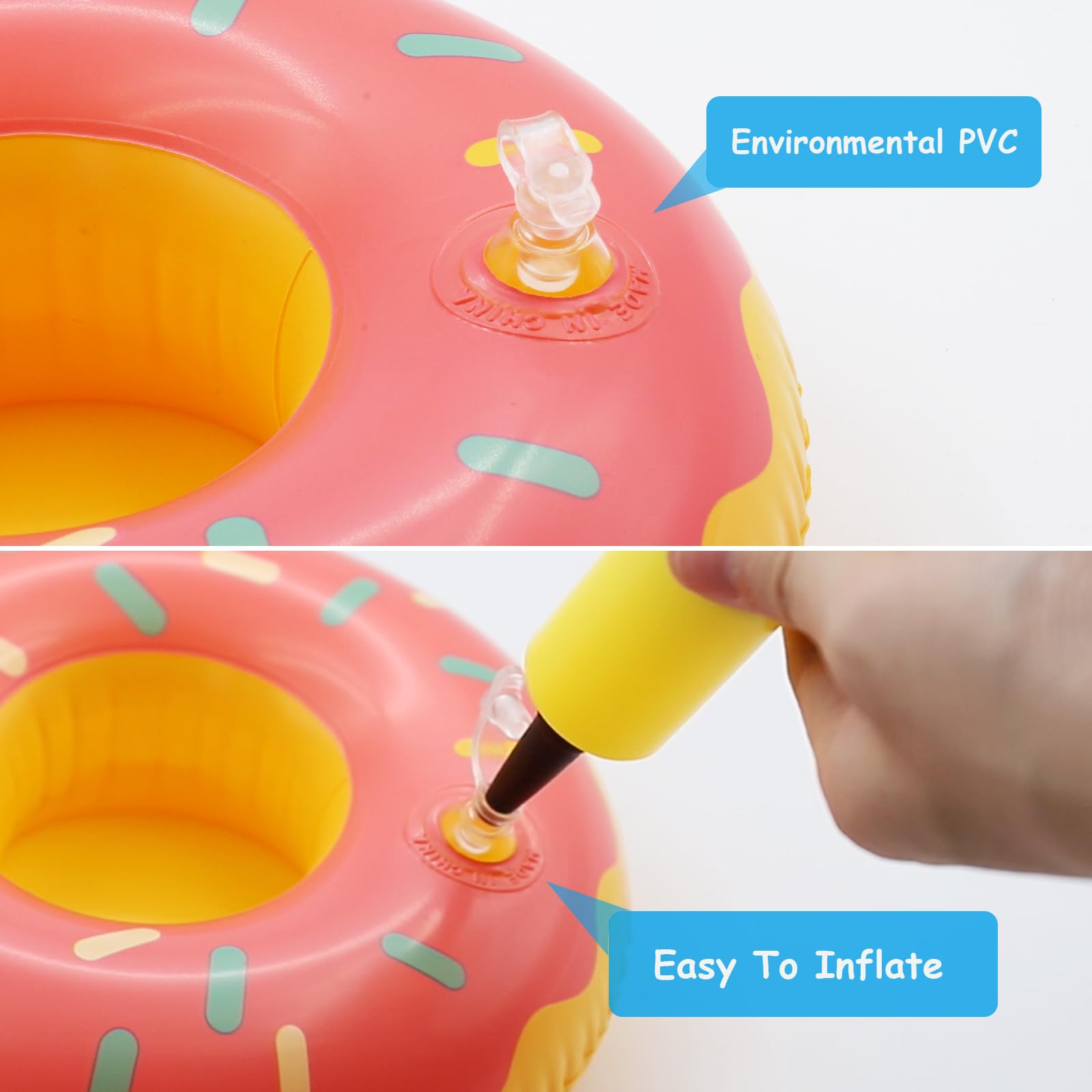 Getränkehalter Pool, 15 Stück Getränkehalter Aufblasbare, Aufblasbar Schwimmender Flaschenhalter mit 1 Luftpumpe, Flamingo Palme Pool Party Deko, SchwimmendGetränkehalter für Sommer Beachparty Hawaii
