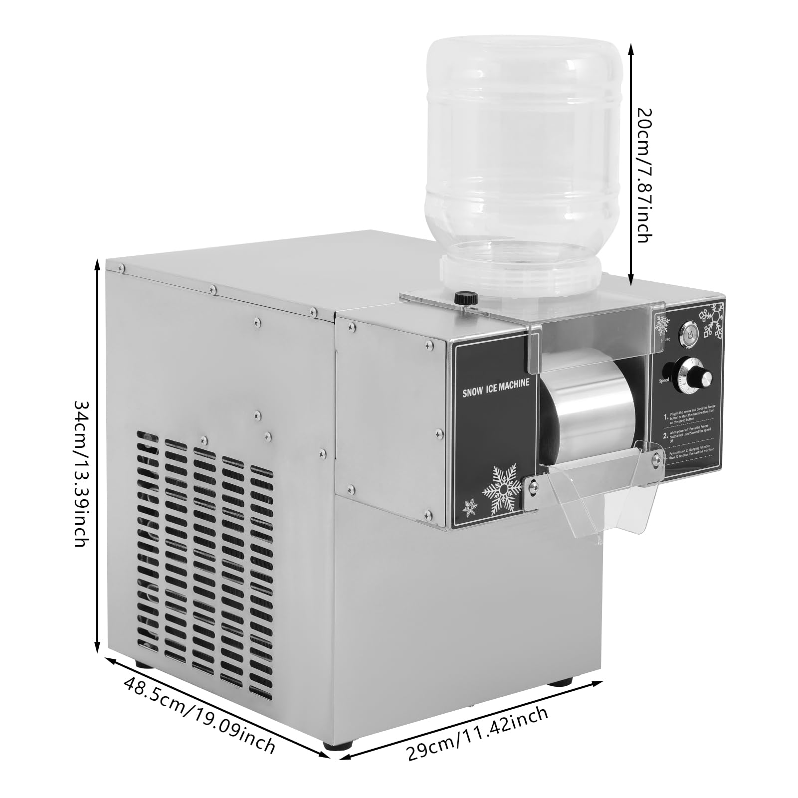 60kg/24h Mini Schnee-Eis-Maschine Rasiermaschine Schneeflocken-Eis-Maschine Bingsu-Maschine, mechanisch mit Luftkühlsystem