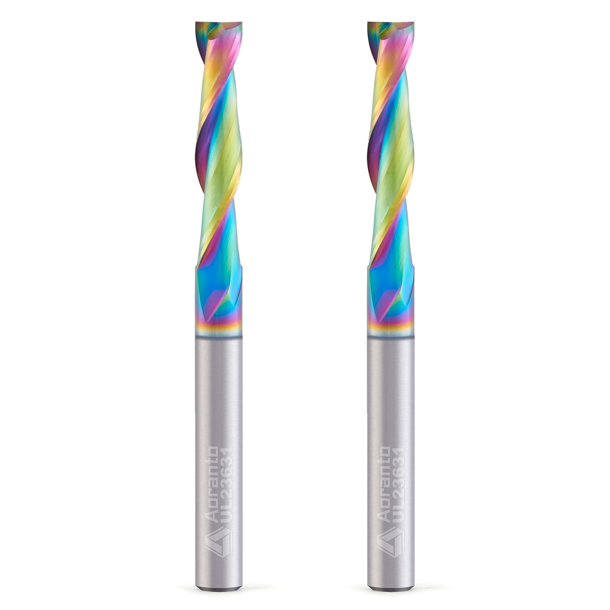 UL23631 - Punte per fresa CNC a spirale da 6,35 mm, gambo da 6,35 mm, rivestimento di qualità industriale a lunga durata, in carburo solido, per intaglio di fessure da infilare in legno