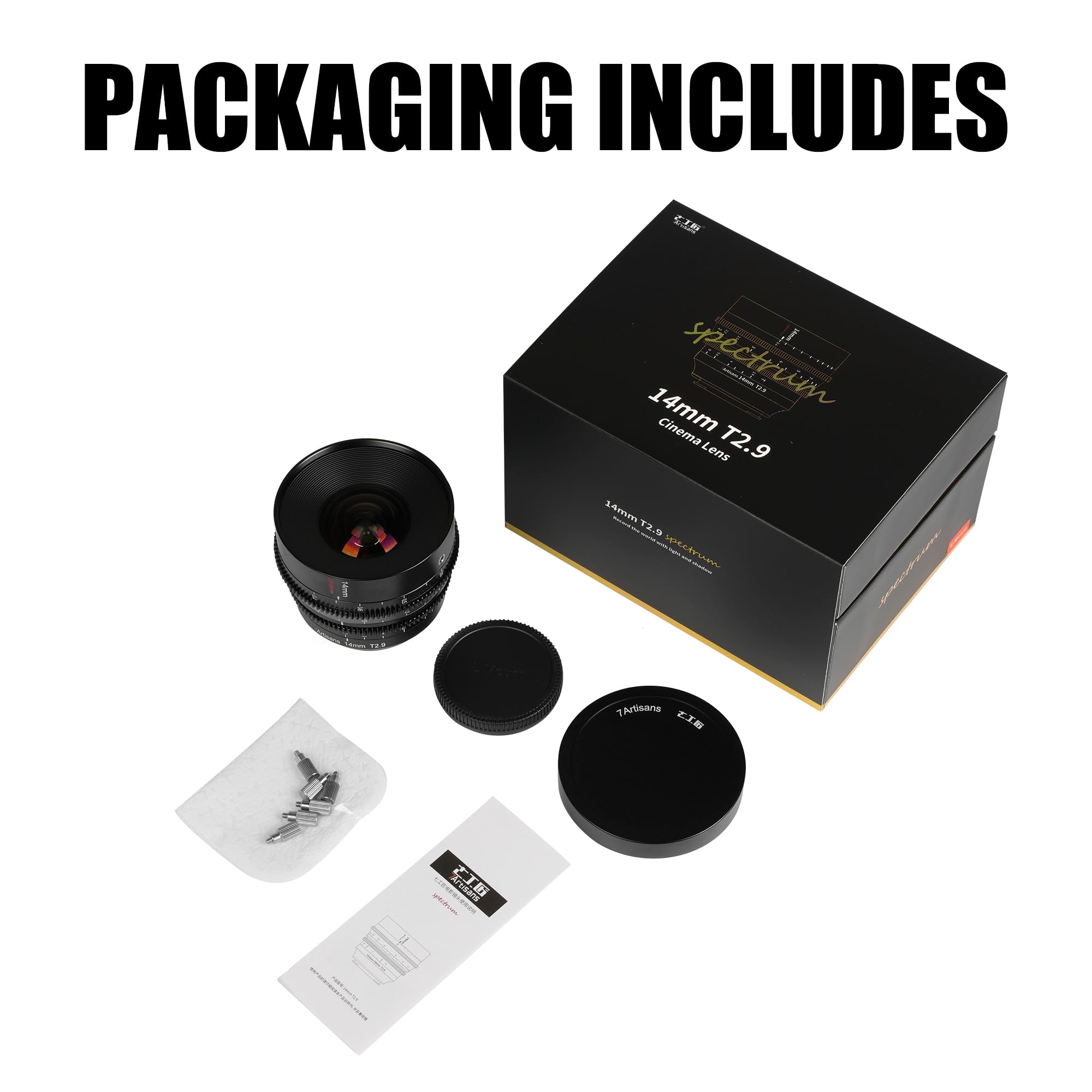 7artisans 14mm T2.9 Full Frame 114° Lence ad Angolo Largo,Compatibile per Cannon EOS-R, Red, EOS-R3, EOS-R6, EOS-R6, EOS-RP,Nero