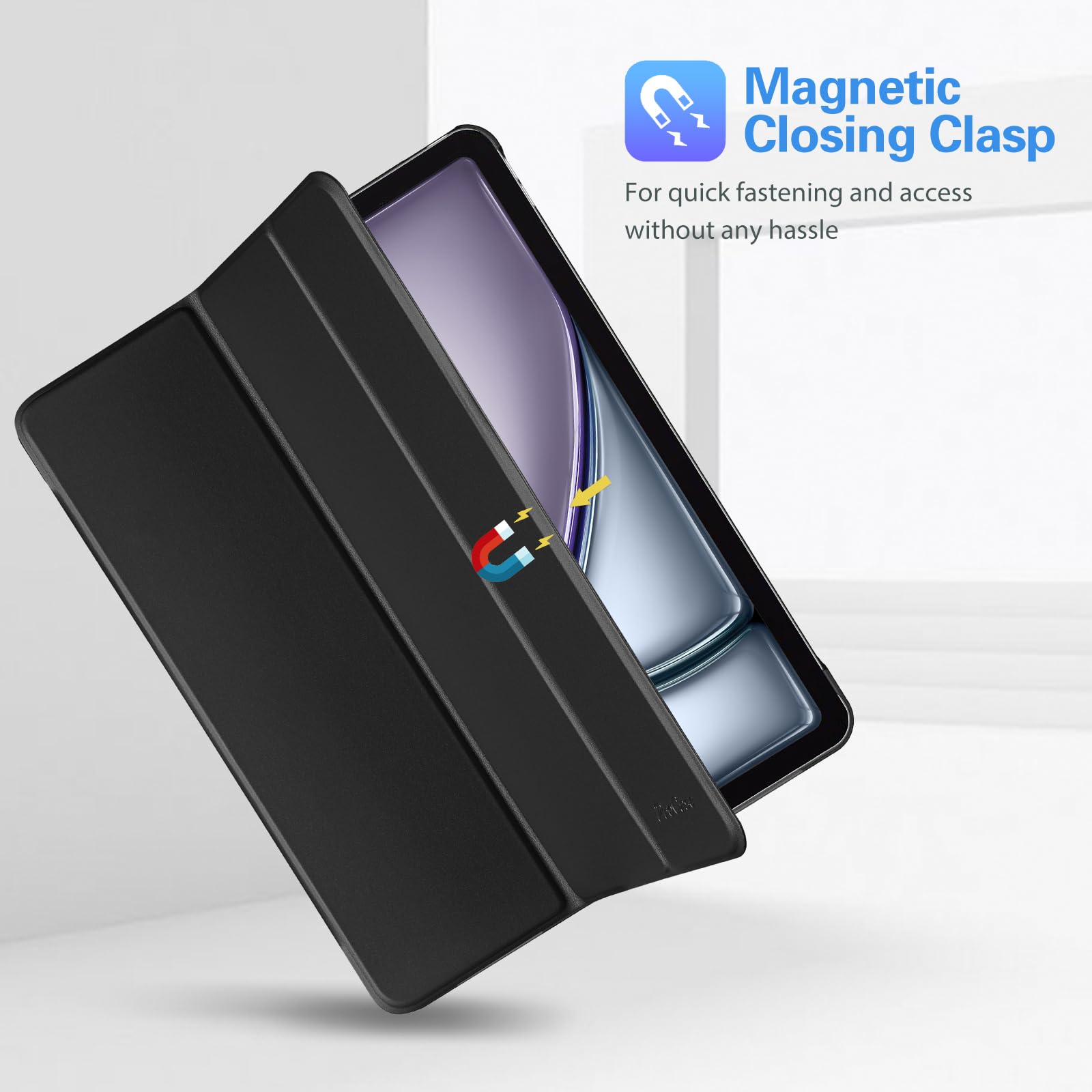 ProCase Smart Case for iPad Air 13 Inch (M3) 2025/ (M2) 2024/ iPad Pro 12.9 Inch 6th/5th/4th/3rd Generation 2022/2021/2020/2018, Slim Stand Hard Back Shell Smart Cover -Shadowblack