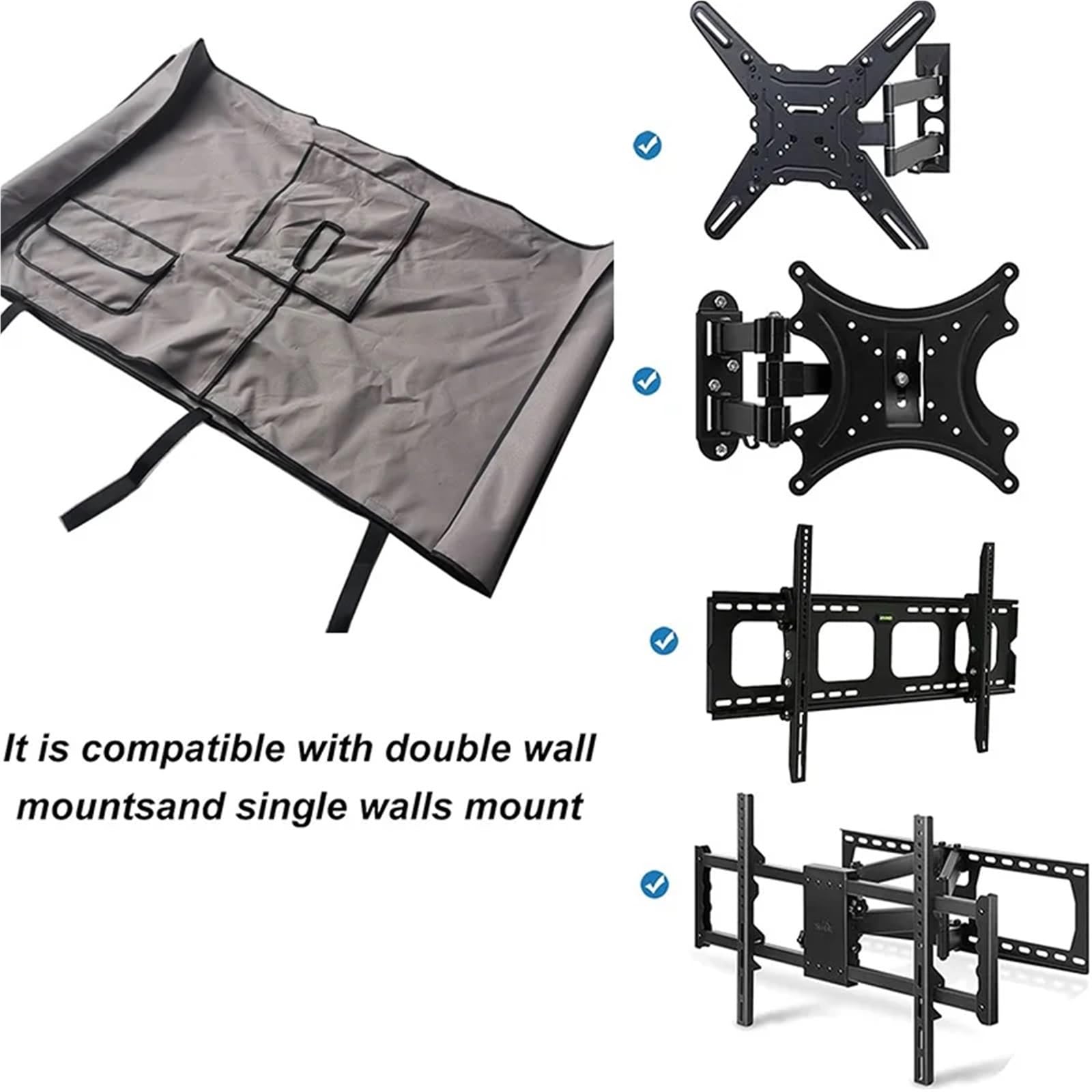 Coperture Protettive per Televisori 22" To 85" Outdoor TV Cover Protect Screen Weatherproof Dust-proof High Duty Oxford 600D Black Grey Waterproof Box(Black,For TV 36-38in)