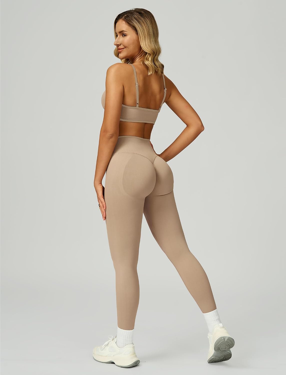 Women 2 Piece Workout Sets Tummy Control Leggings Matching Padded Sports Bra Athletic Yoga Sets Work Out Pilates Gym Outfits
