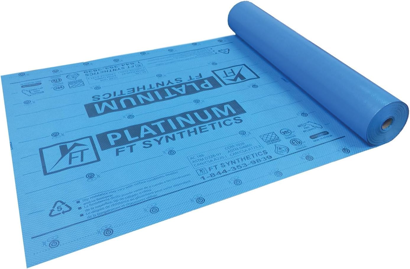 Platinum Synthetic Roofing Underlayment – 20 mil Polyolefin, GRIPSPOT™ Slip-Resistant, UV-Resistant, 100% Recyclable, Lifetime Warranty (48" x 250')