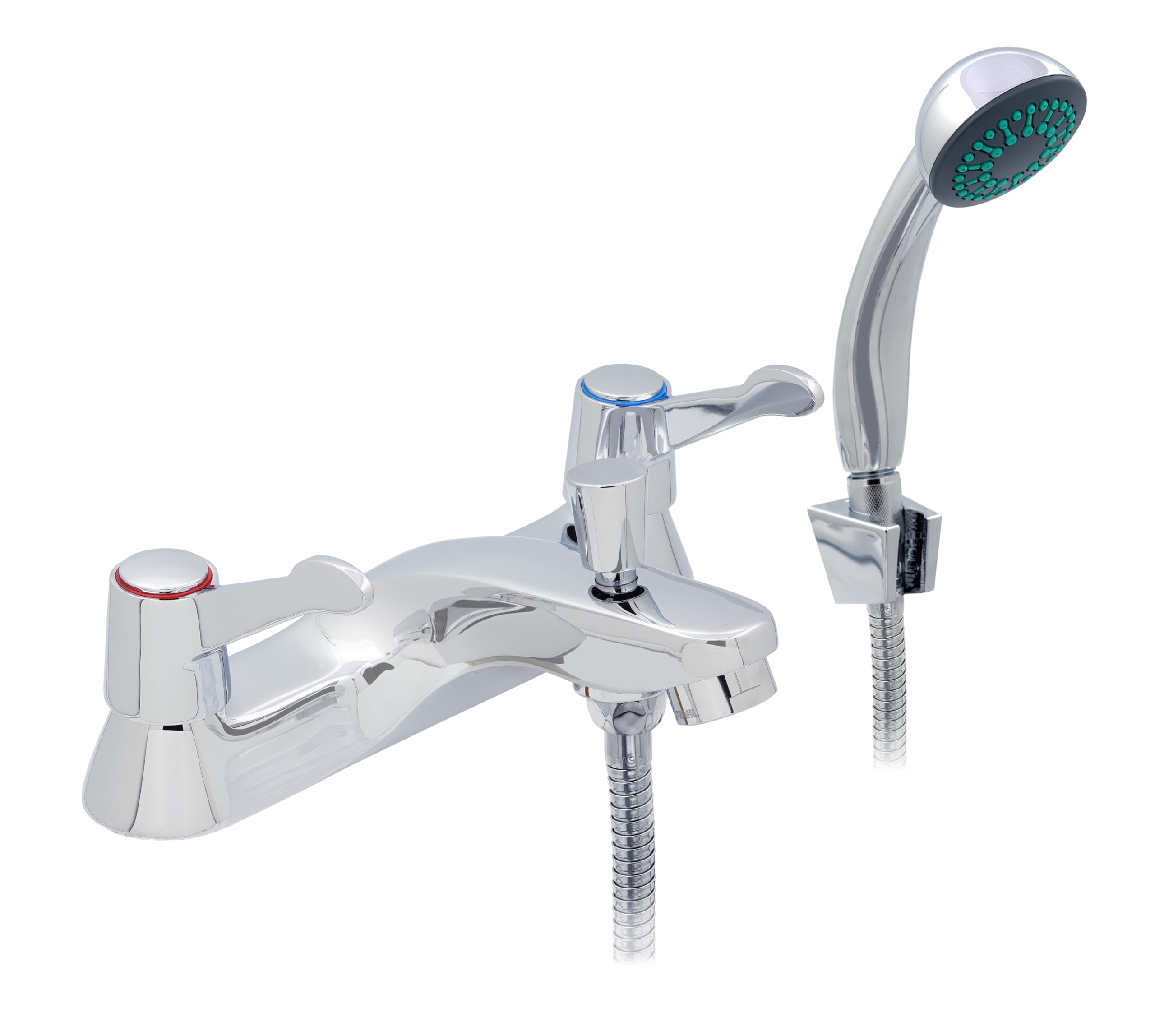 Xcel Home Silver Clever Araya Mercia Qt Bath & Shower Mixer Chrome | Lever Handle Bath Filler Tap With Shower Handset & Hose