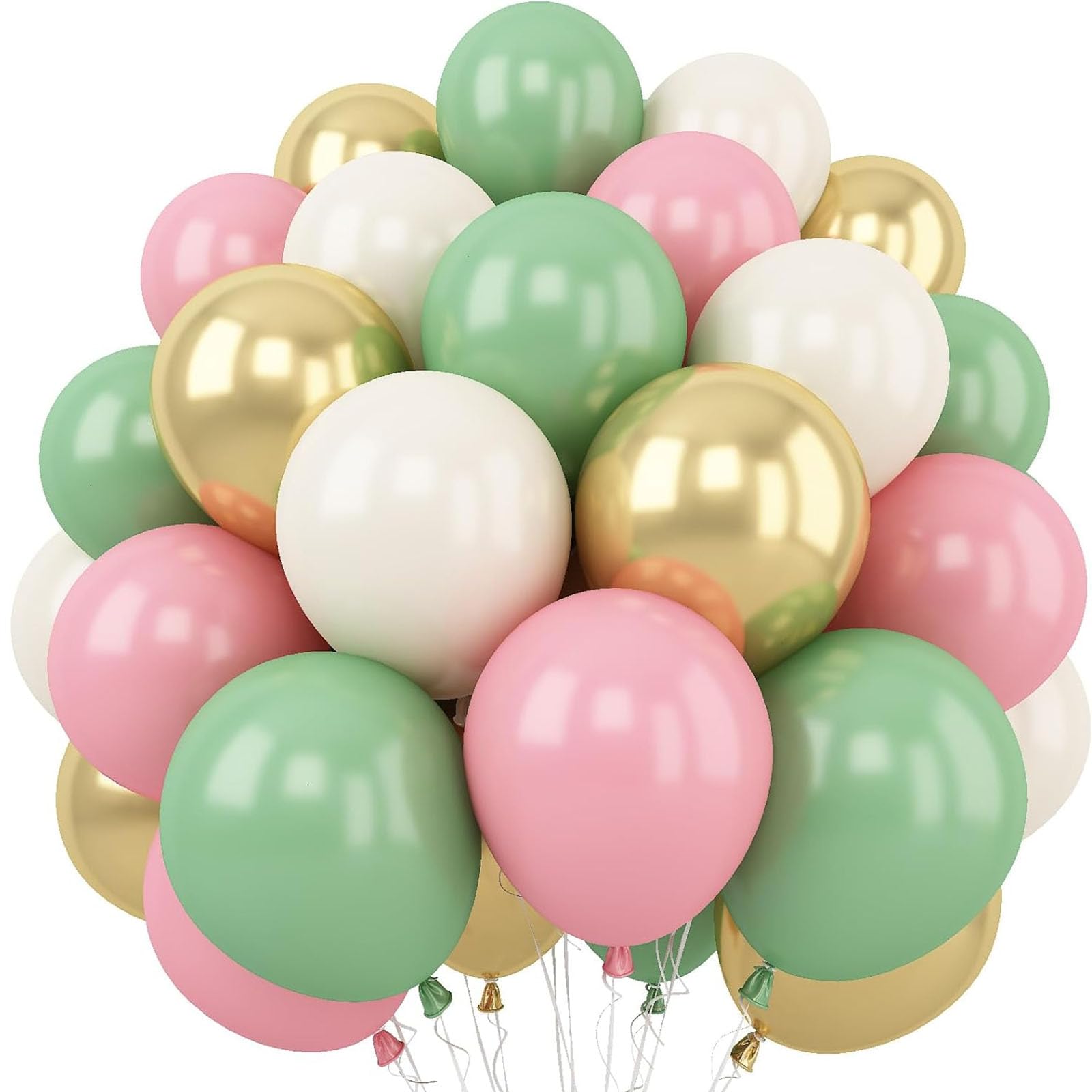 Pink and Green Balloon Kit,62Pcs Sage Green Pink Balloons with Olive Green Pastel Pink White Metallic Gold Balloons for Birthday Party,Wedding,Bridal Shower,Baby Shower Decoration,Jungle Safari Party