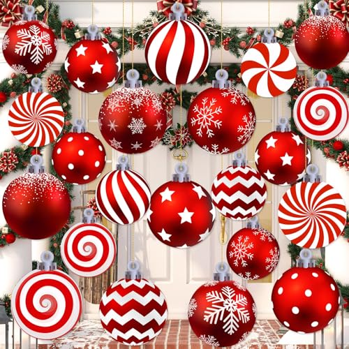 12 Pcs 12/10 Inch Large Outdoor Ornaments - Double Sided Oversized Christmas Decorations for Yard Lawn & Holiday Decor