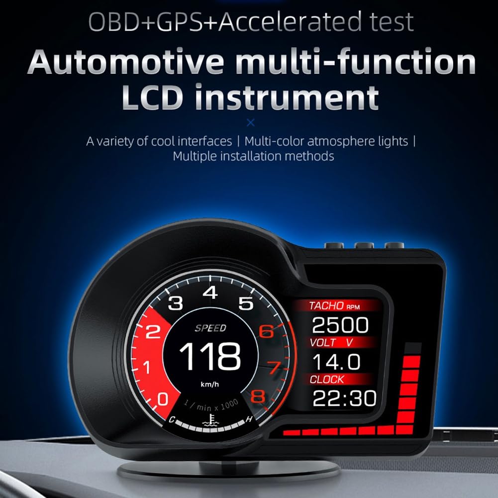 F15 Auto Hud Heads-Up-Flachbildschirm-Display, Auto-OBD-LCD-Inspektion, Armaturenbrett, Tachoanzeige, Ersatzzubehör