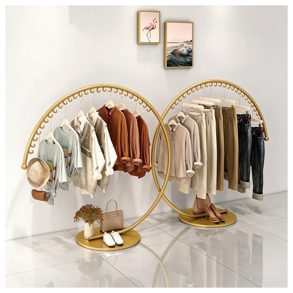 Exproyzk Gold Metal Garment Rack With Hook, Commercial C Style Display Hanger