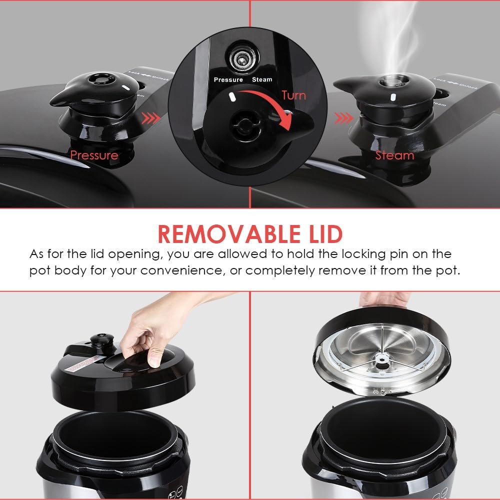 3 Quart Pressure Cooker 8 IN 1 Multi Use Programmable Instant Cooker Electric Pressure Pot with Slow Cook Rice Steamer Saute Brown Warmer | Small Pressure Cooker Multi Use Programmable Slow C product thumbnail 7