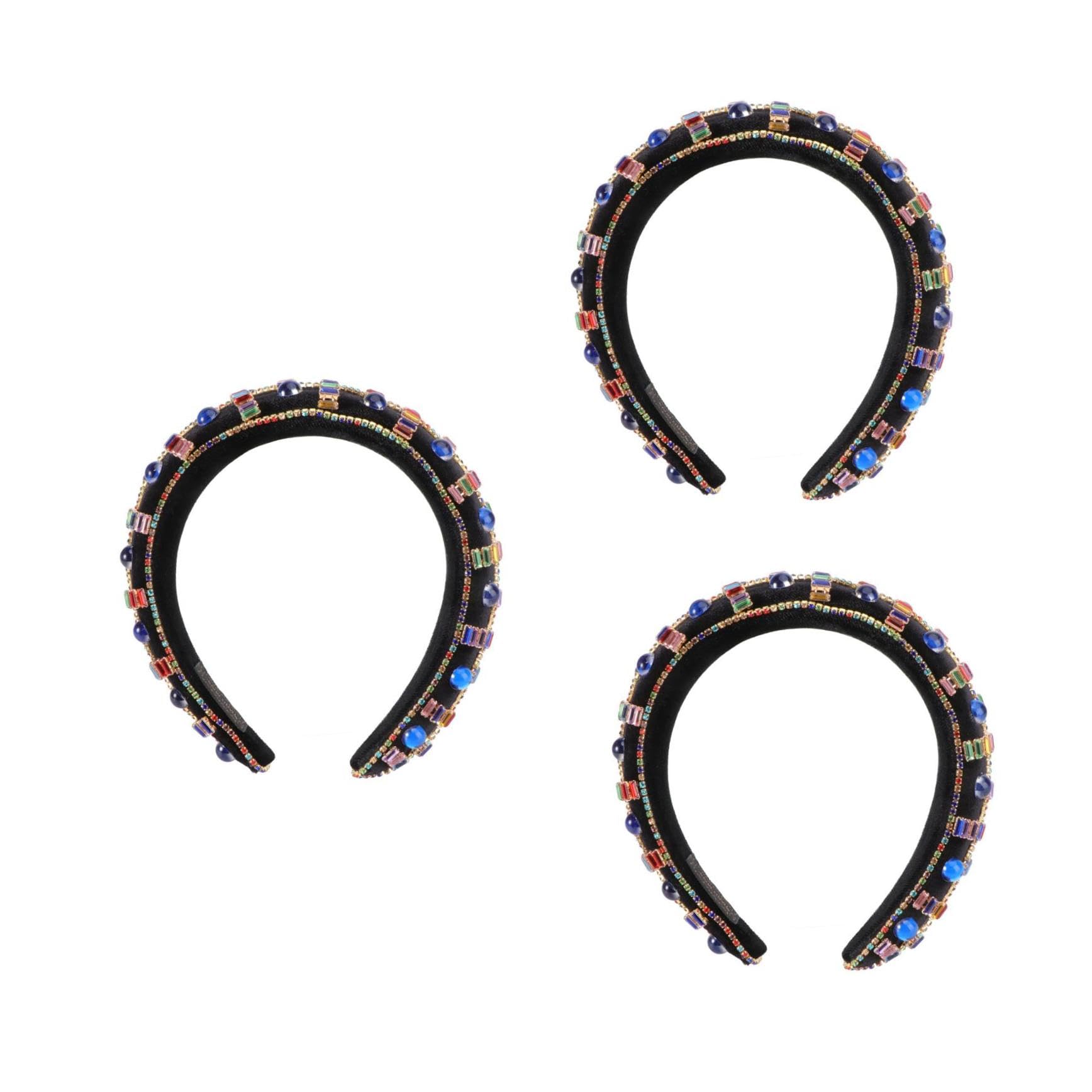 FOMIYES 3piezas Diadema Retro De Esponja Brillantes Para Mujeres Accesorio De Fiesta y Cosplay Para Maquillaje Lavado Facial y Eventos Especiales Diseño Elegante