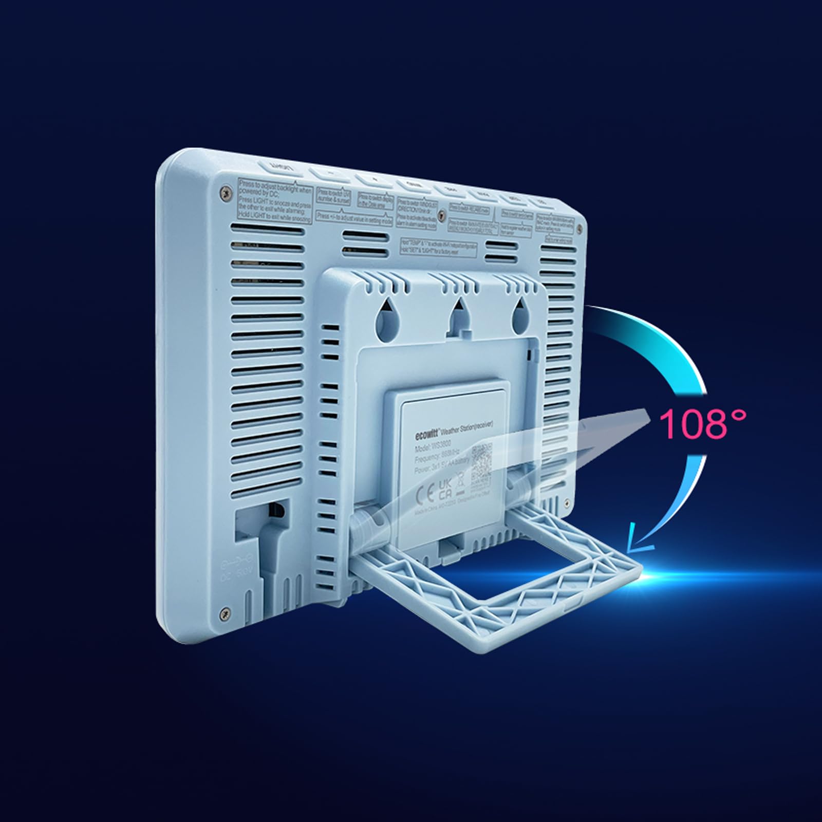 ECOWITT Console WS3820_C per stazione meteo, display LCD a colori domestico da 7,5 pollici, sensori interni 3 in 1 integrati, coppia con WS69/WS90/WS85, controllo intelligente del collegamento IoT