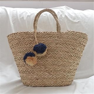 Borsa da spiaggia in paglia di paglia di rattan in poliestere moda borsa di paglia per il tempo libero di qualità artigianale in carta per tessere vacanza borsa da spiaggia Borsa per capelli