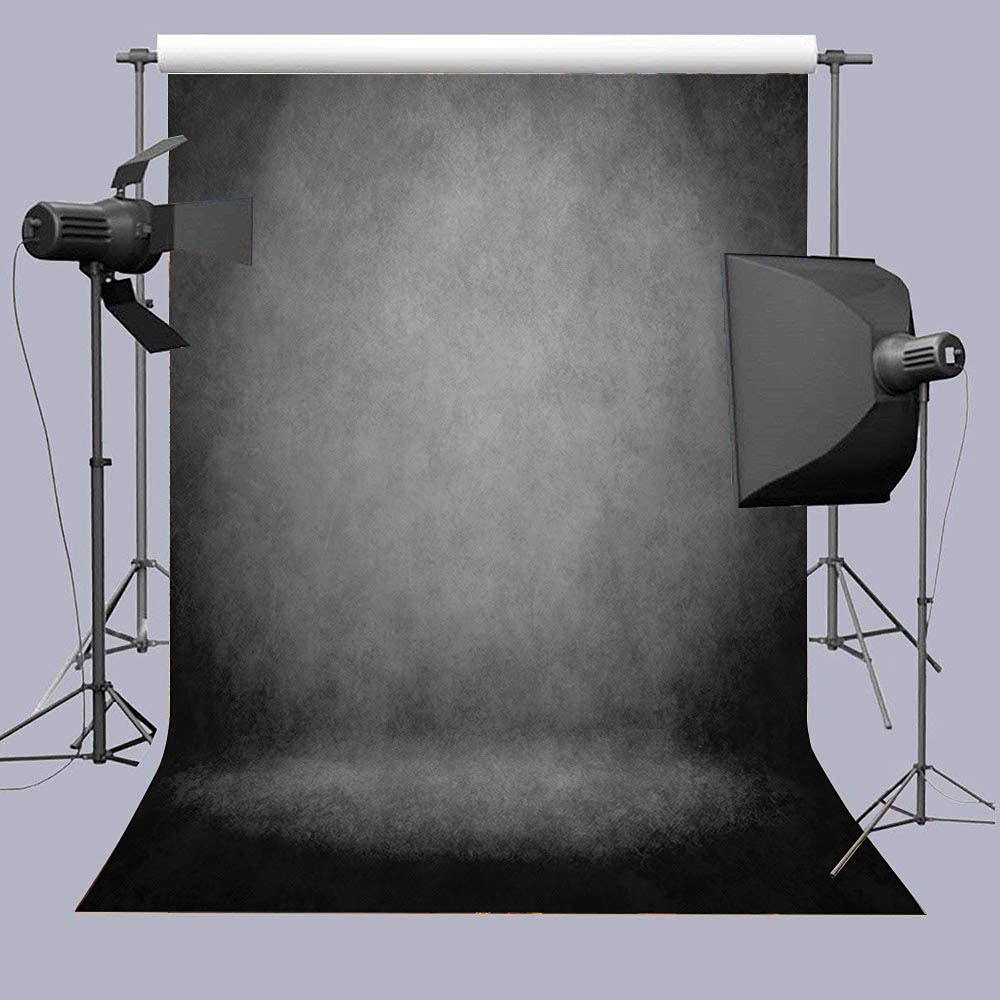 Black Abstract Portrait Backdrop Black Gray Solid Color Photography Background Adult Professional Portrait Studio Booth Props (): 6x8FT
