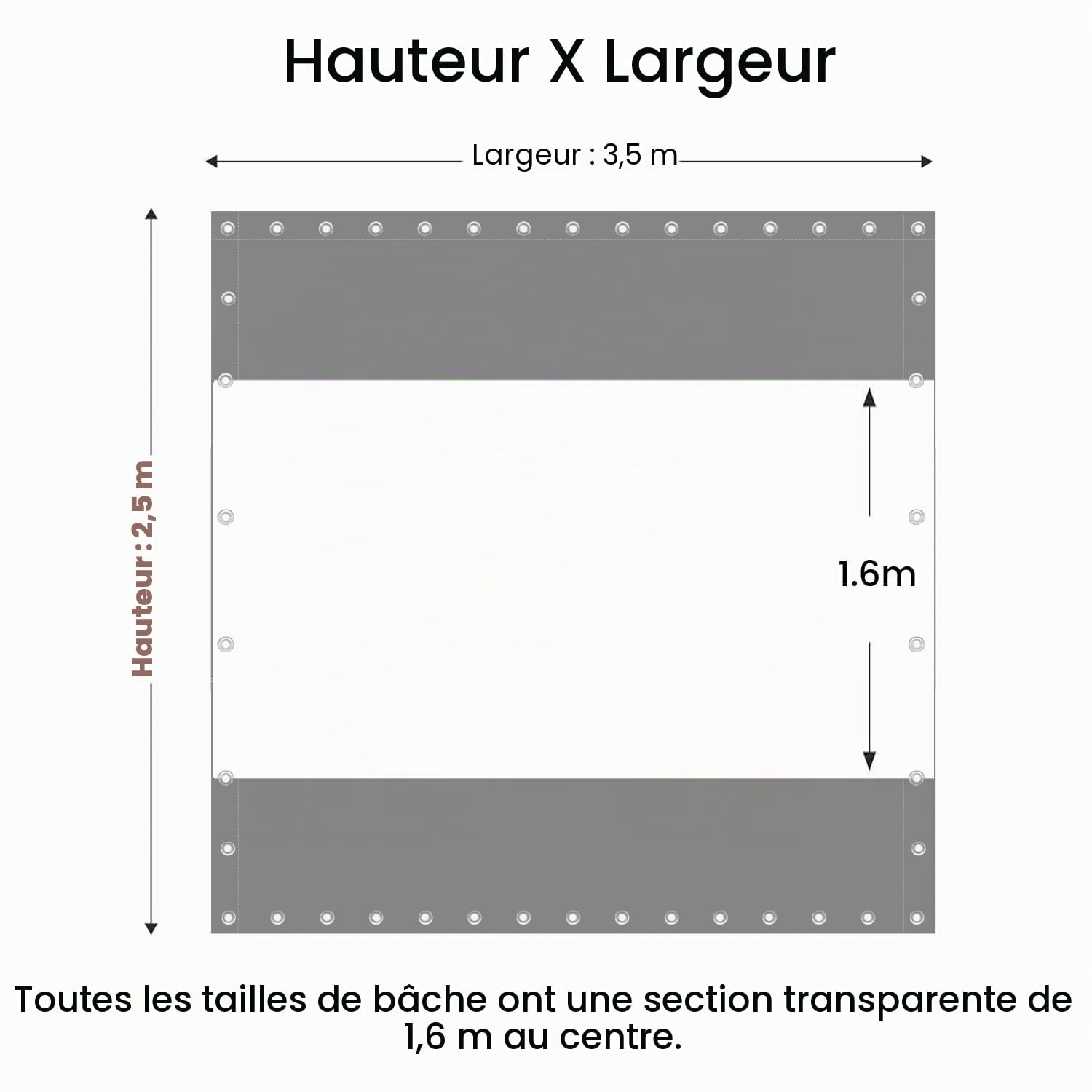 2.5x3.5m Bâche Transparente Imperméable avec Œillets, 0.45mm Bache de Protection Exterieur, 450g/m² Bache Etanche au Vent Pluie pour Pergola, Terrasse (Hauteur x Largeur, Gris)